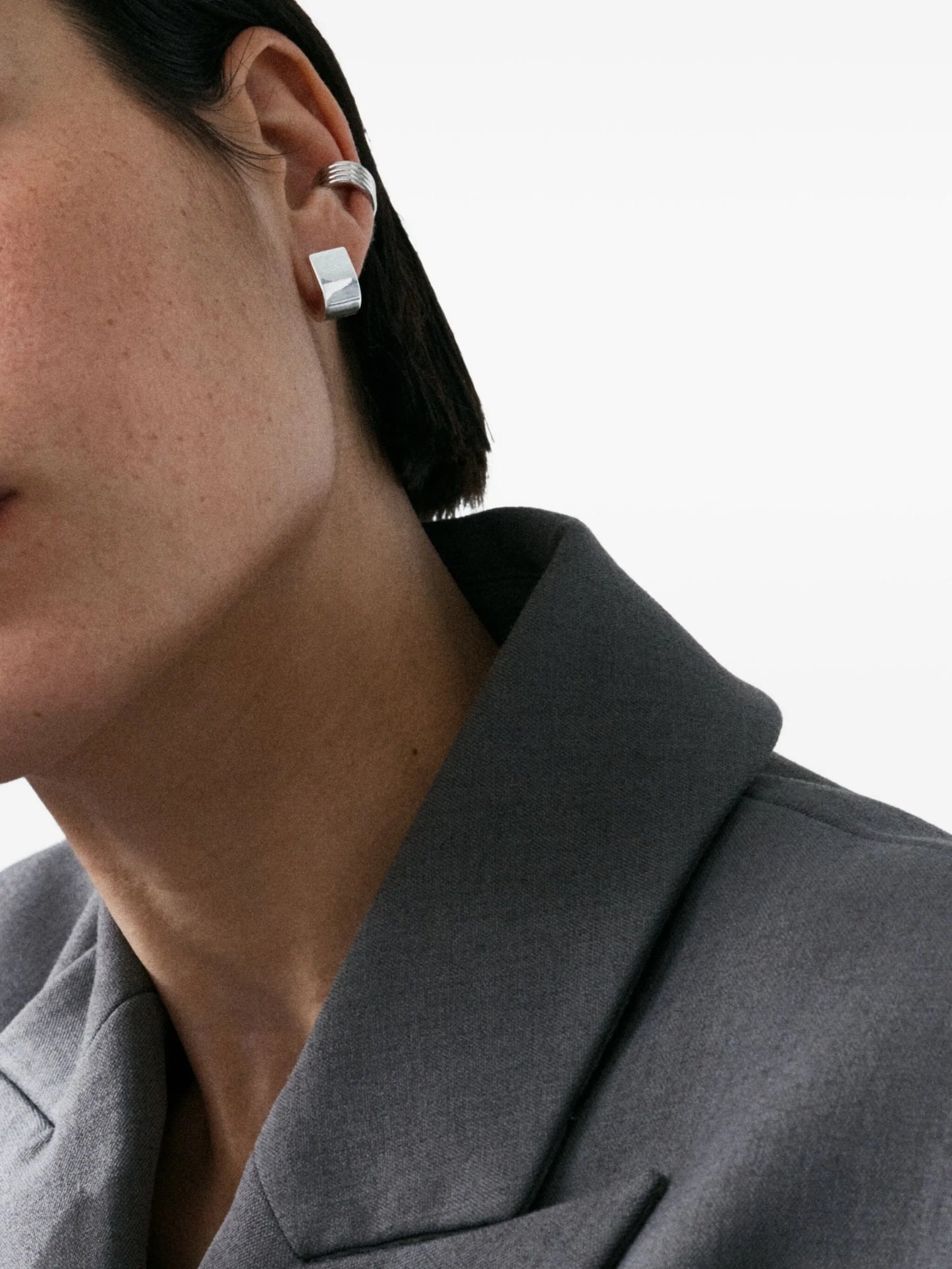 chunky square huggie earrings