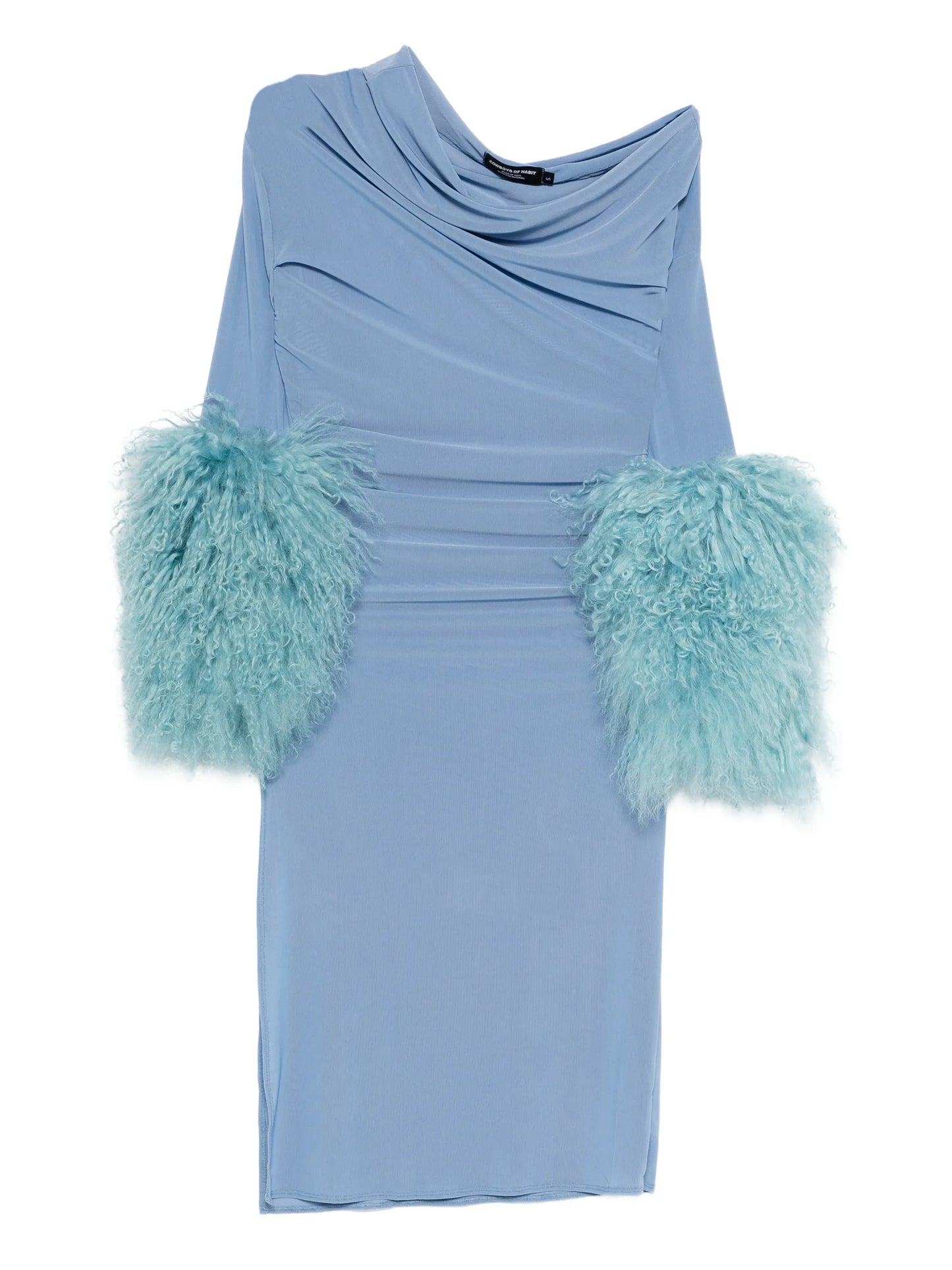 fur-detail draped dress
