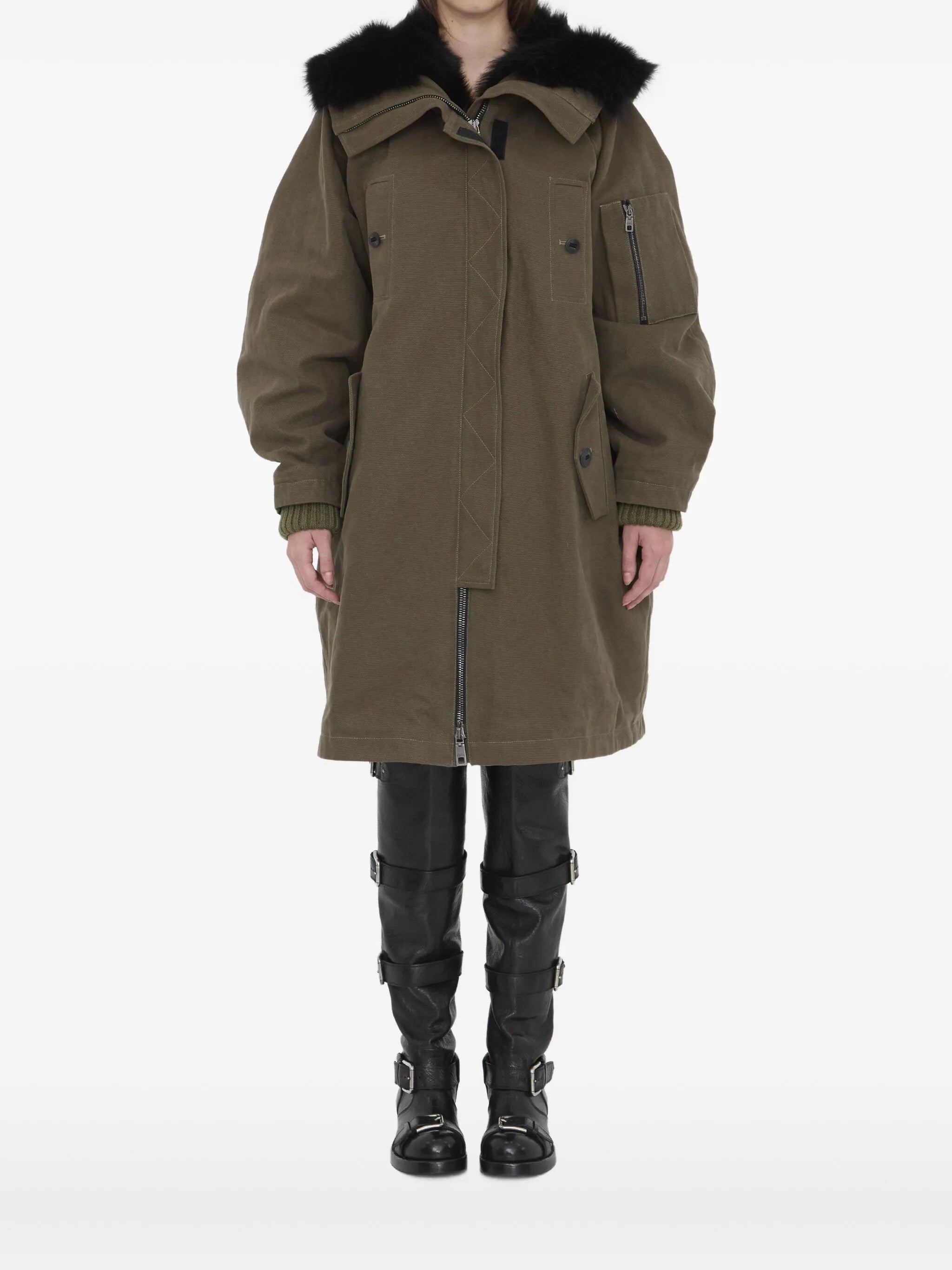 fur-trim padded coat