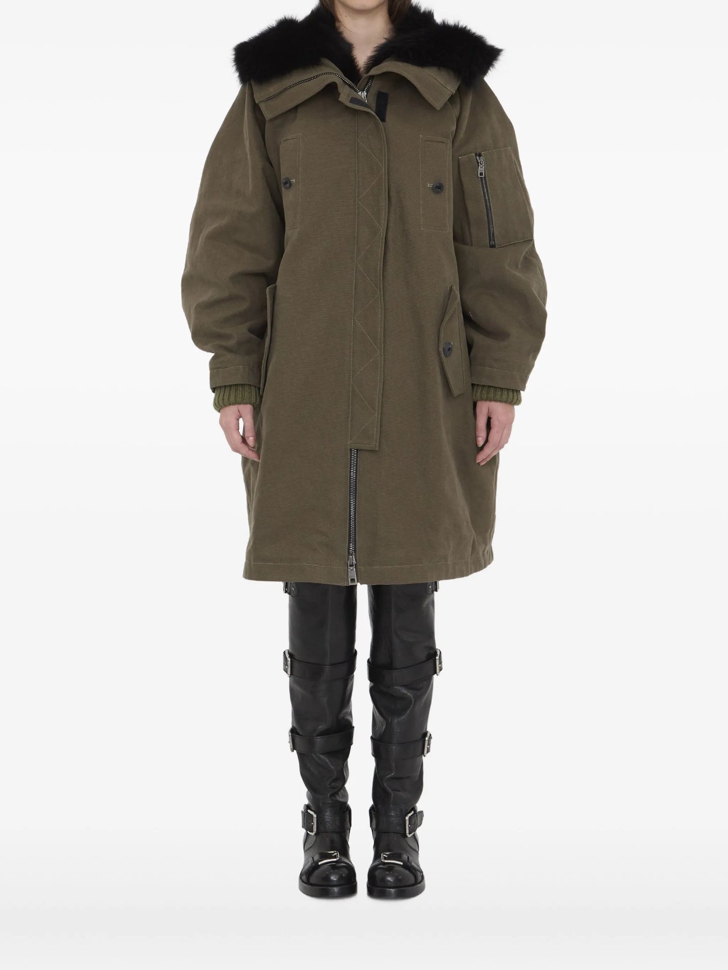 fur-trim padded coat