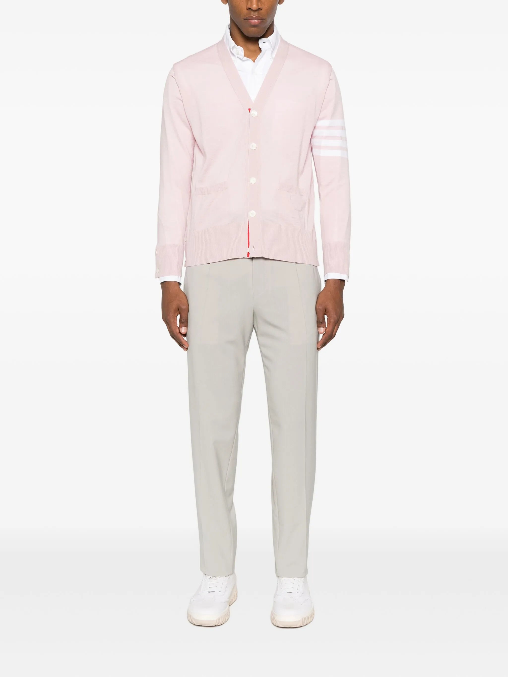 V-neck fine-knit cardigan