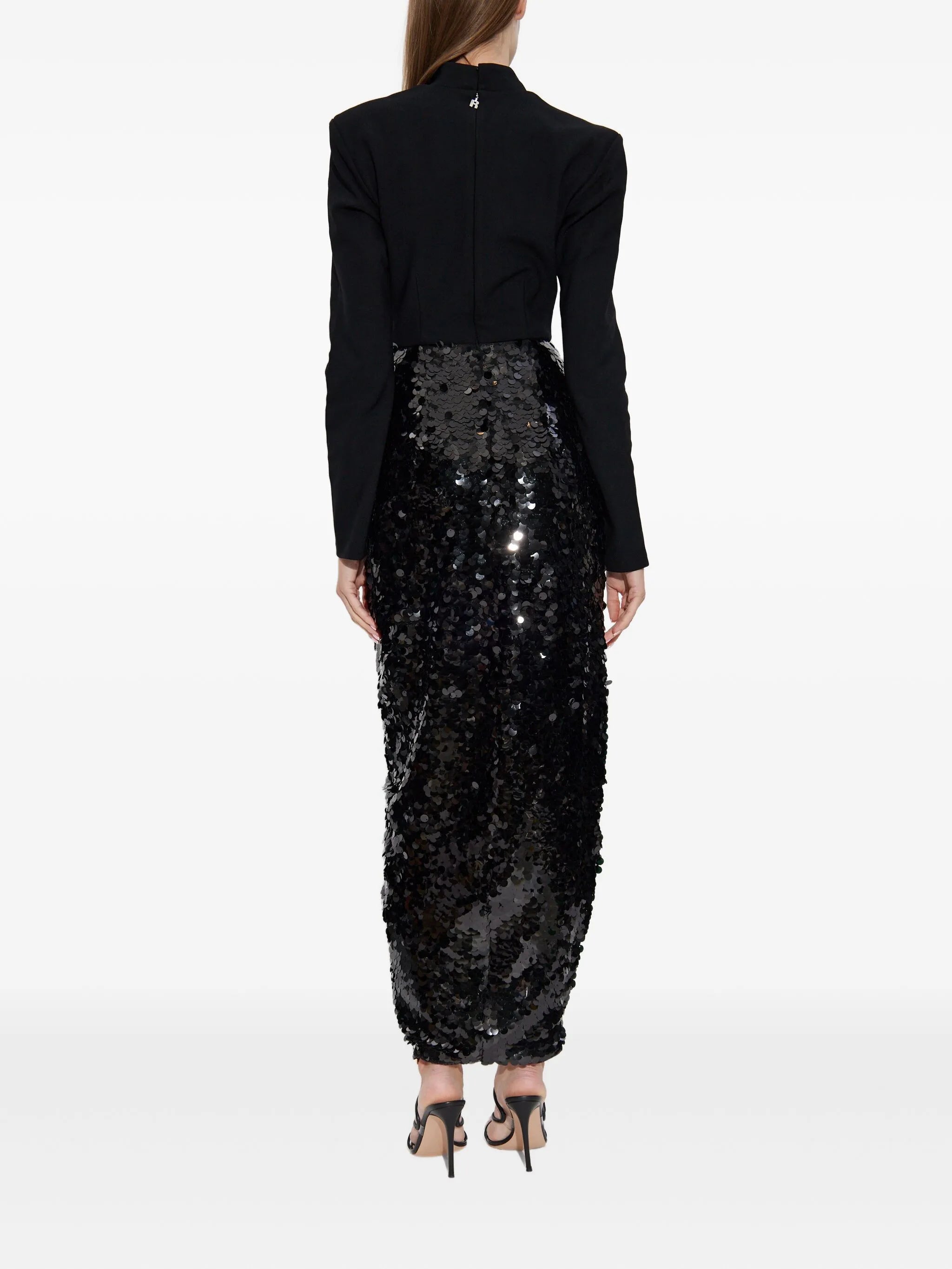 knot-detail sequin maxi dress