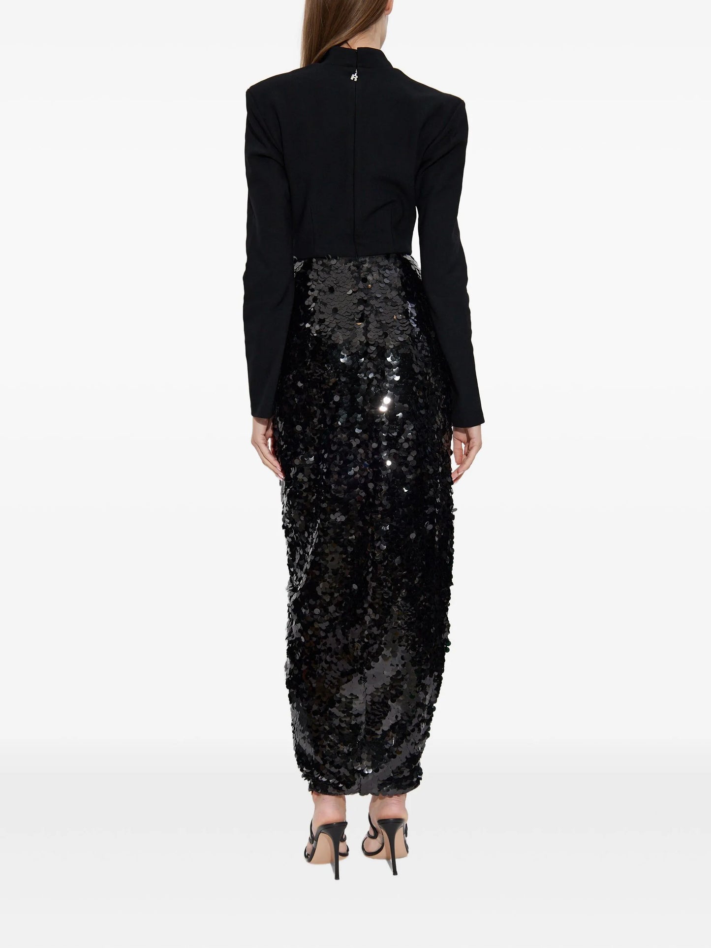 knot-detail sequin maxi dress