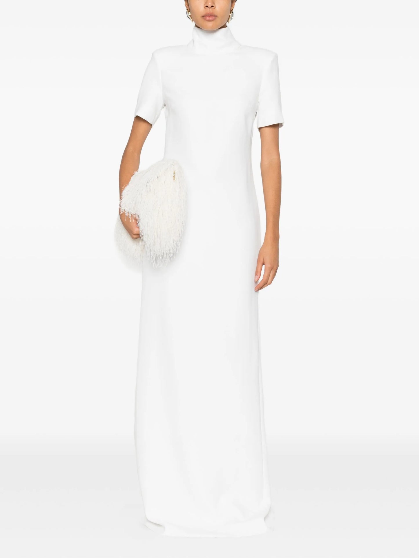 short-sleeve high-neck maxi dress