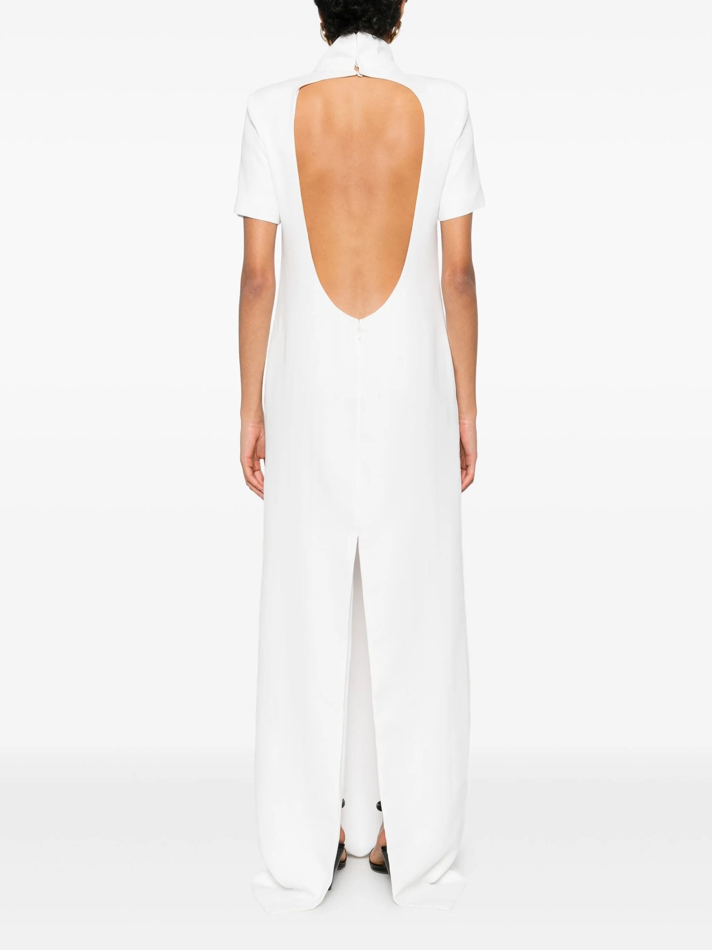short-sleeve high-neck maxi dress