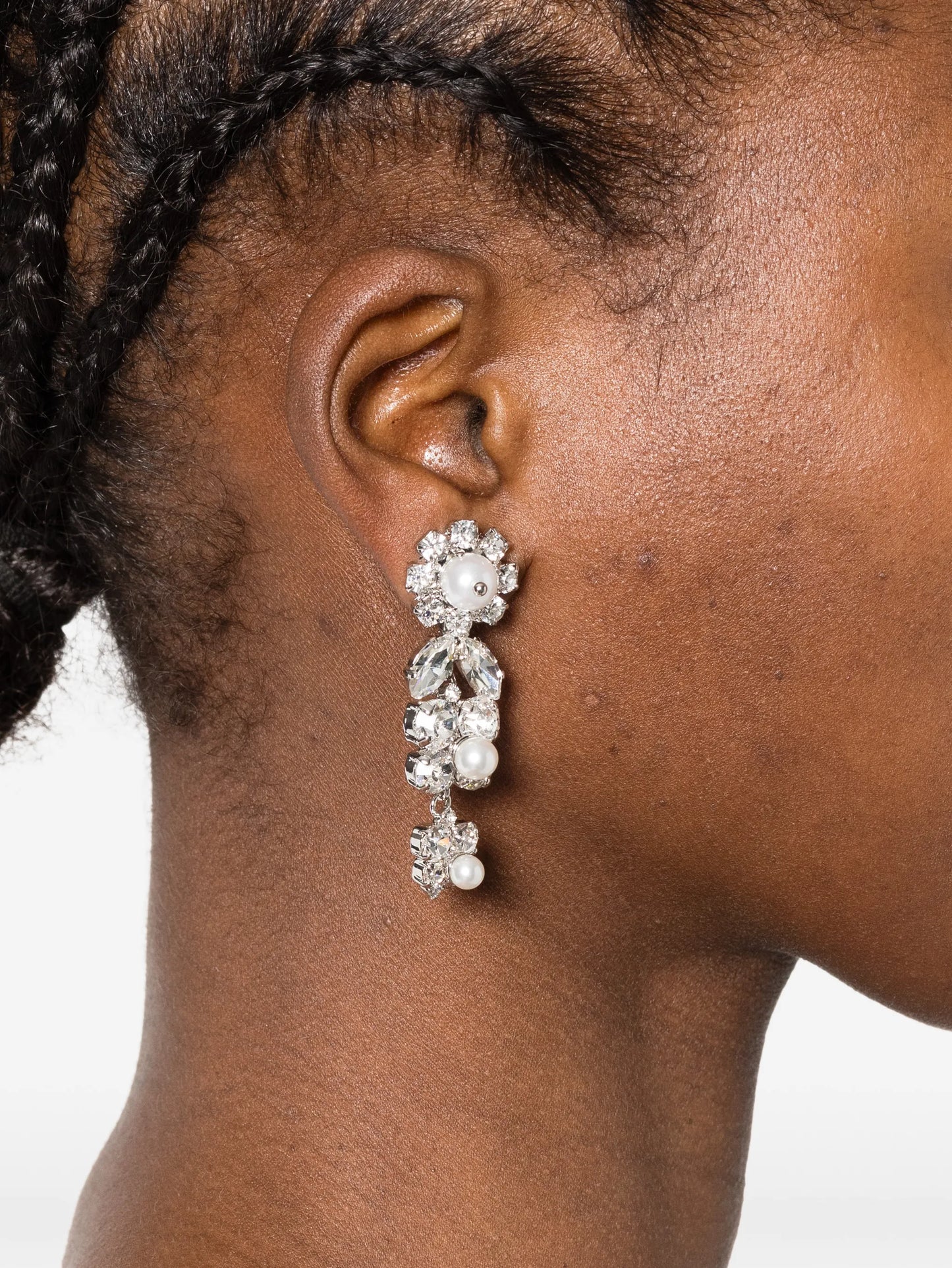 daisy-motif crystal drop earrings