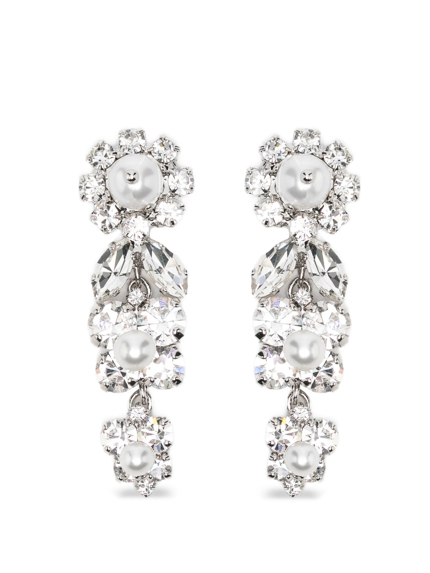 daisy-motif crystal drop earrings