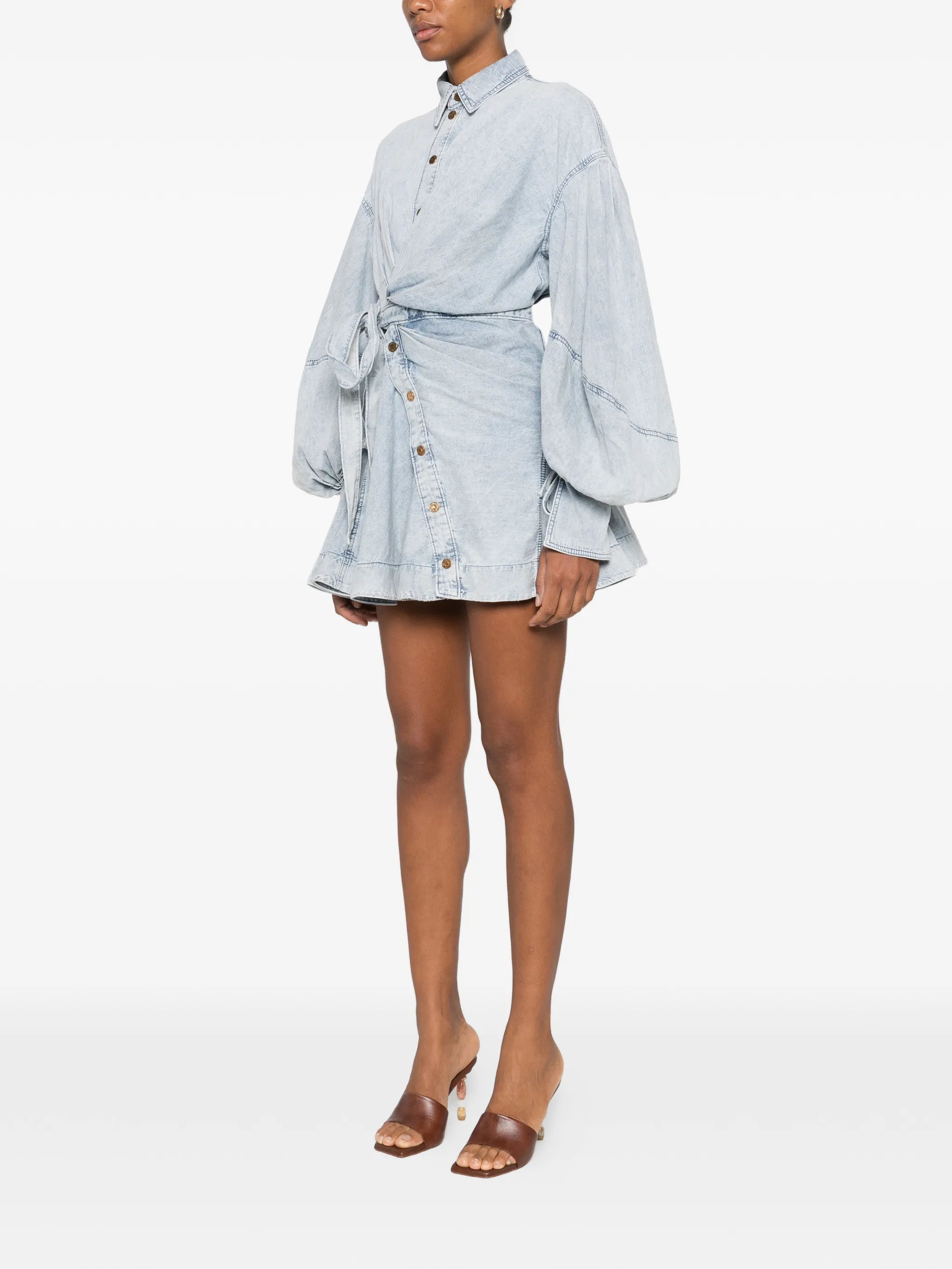 buttoned wrap mini dress