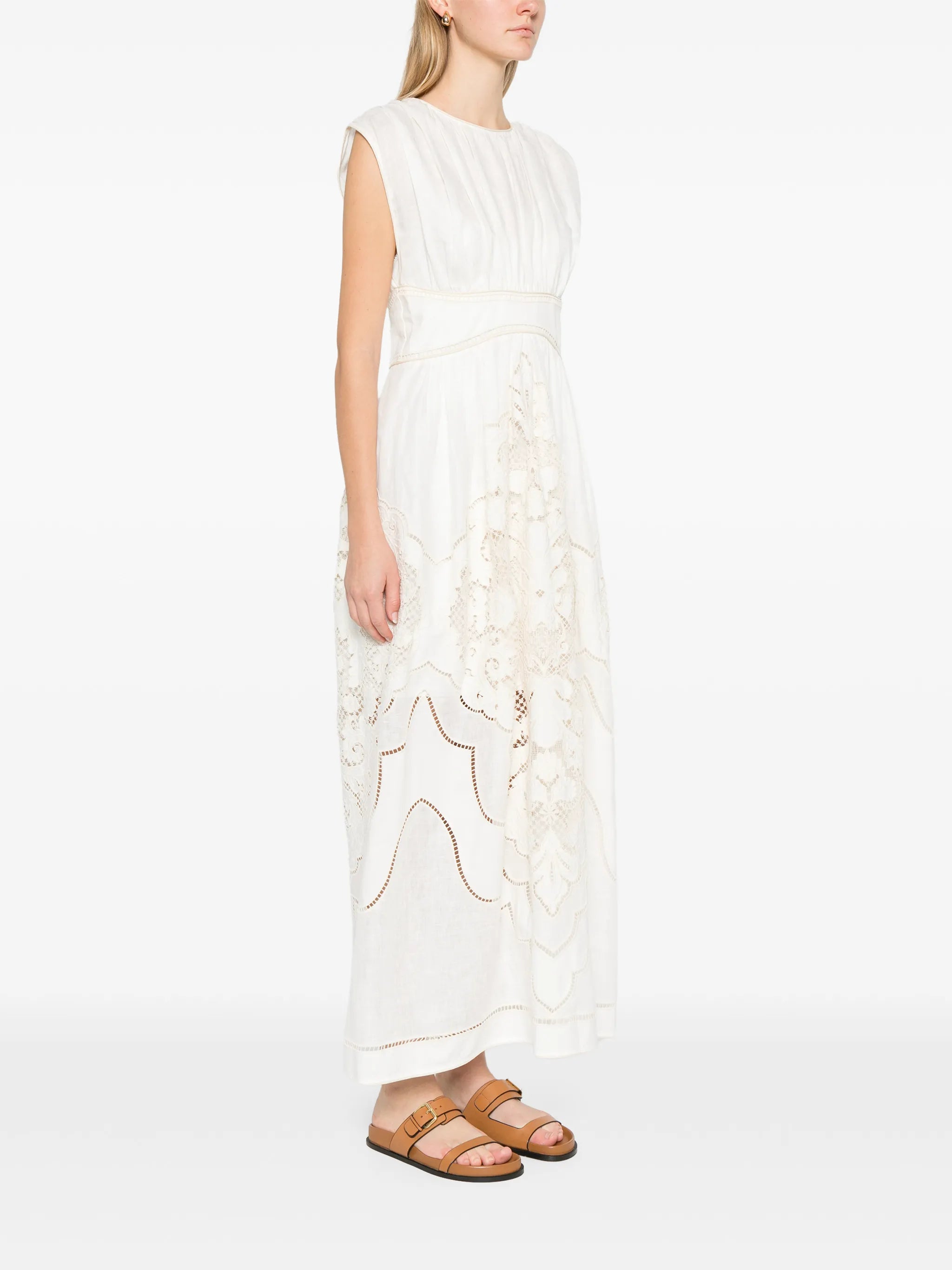 Daylight waisted lace maxi dress