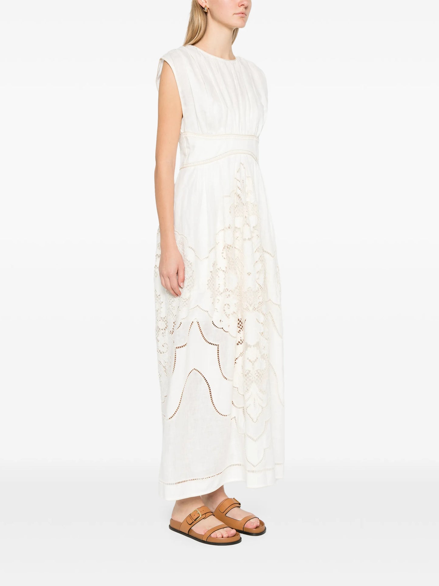 Daylight waisted lace maxi dress