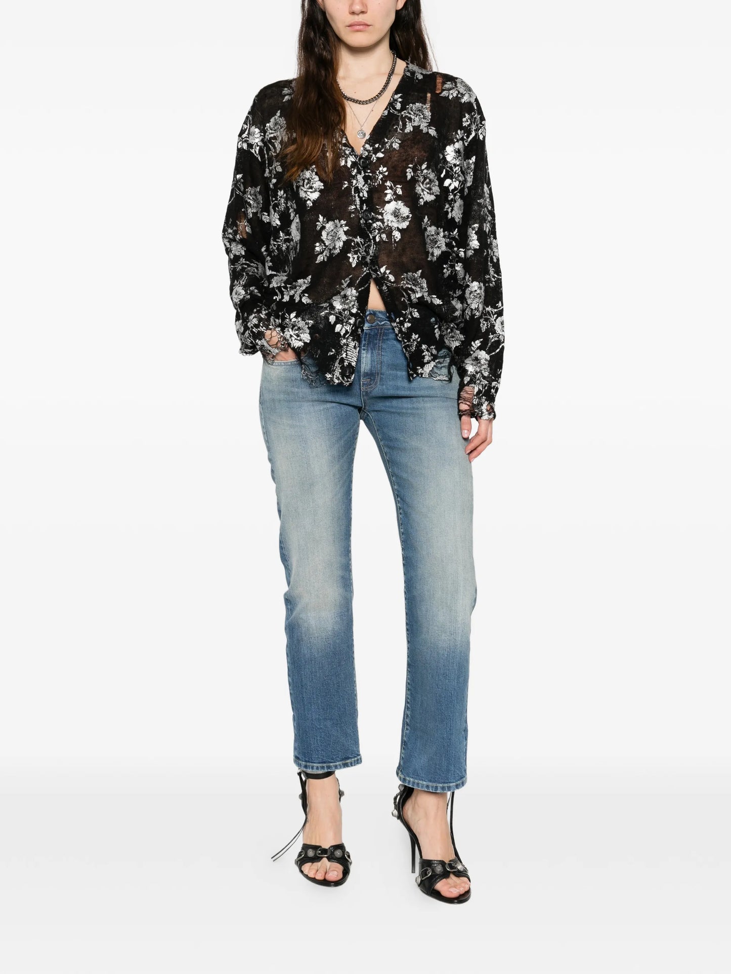 cuffed straight jeans