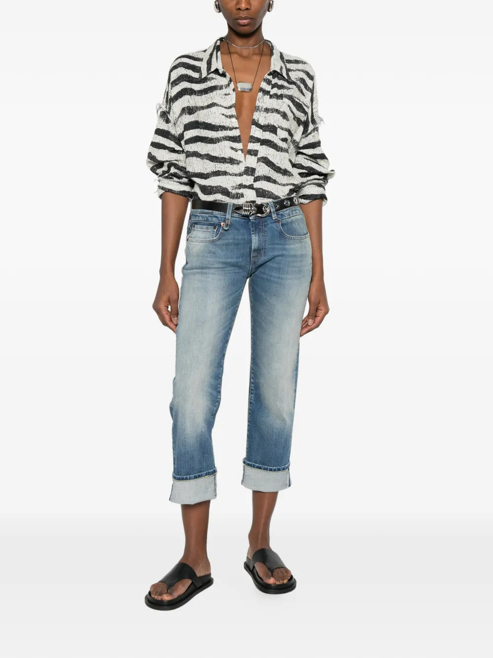 cuffed straight jeans