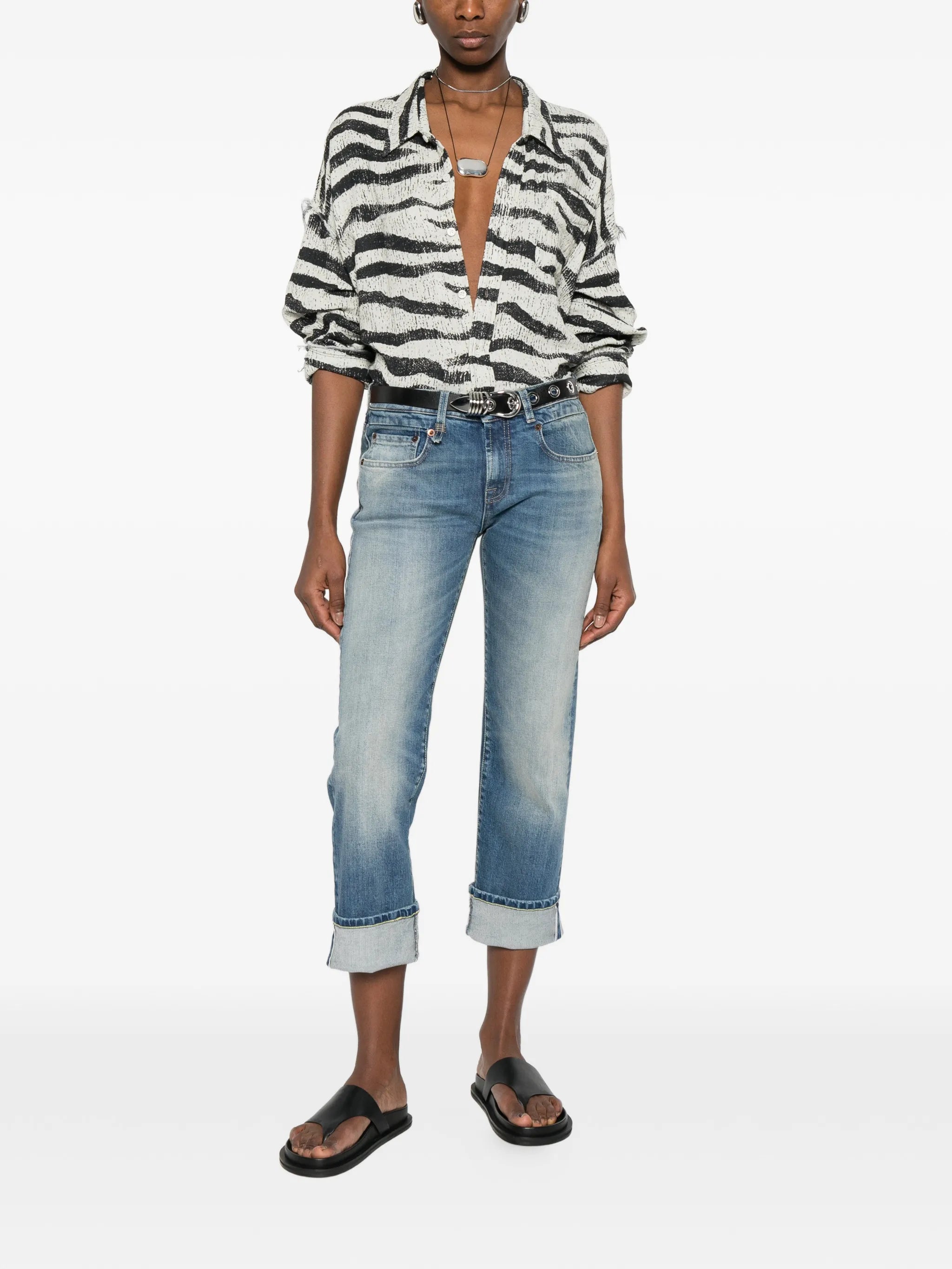 cuffed straight jeans