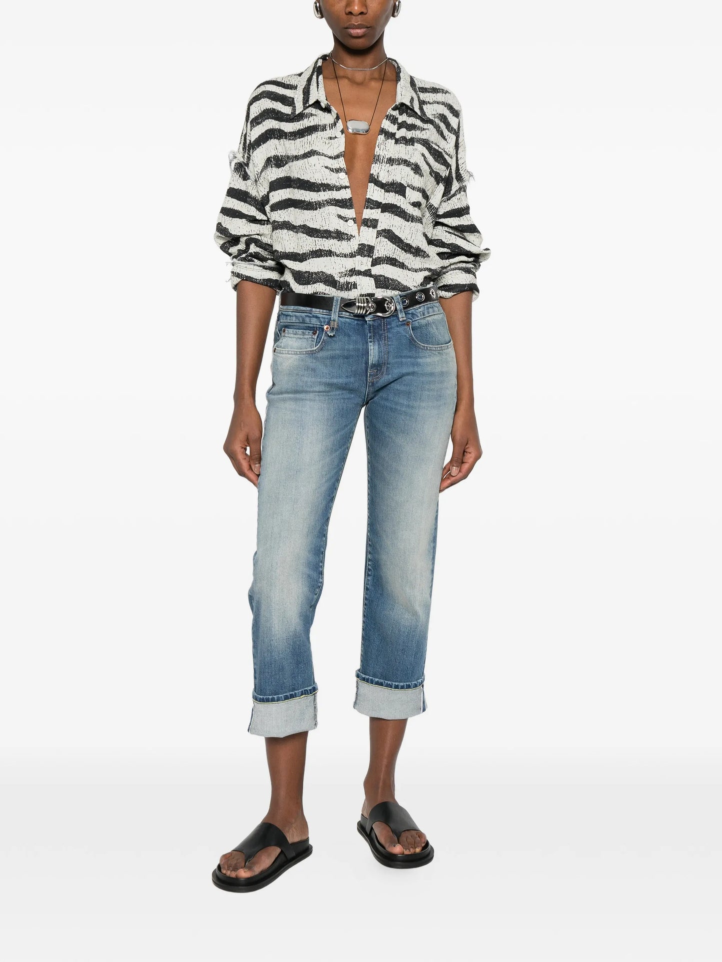 cuffed straight jeans