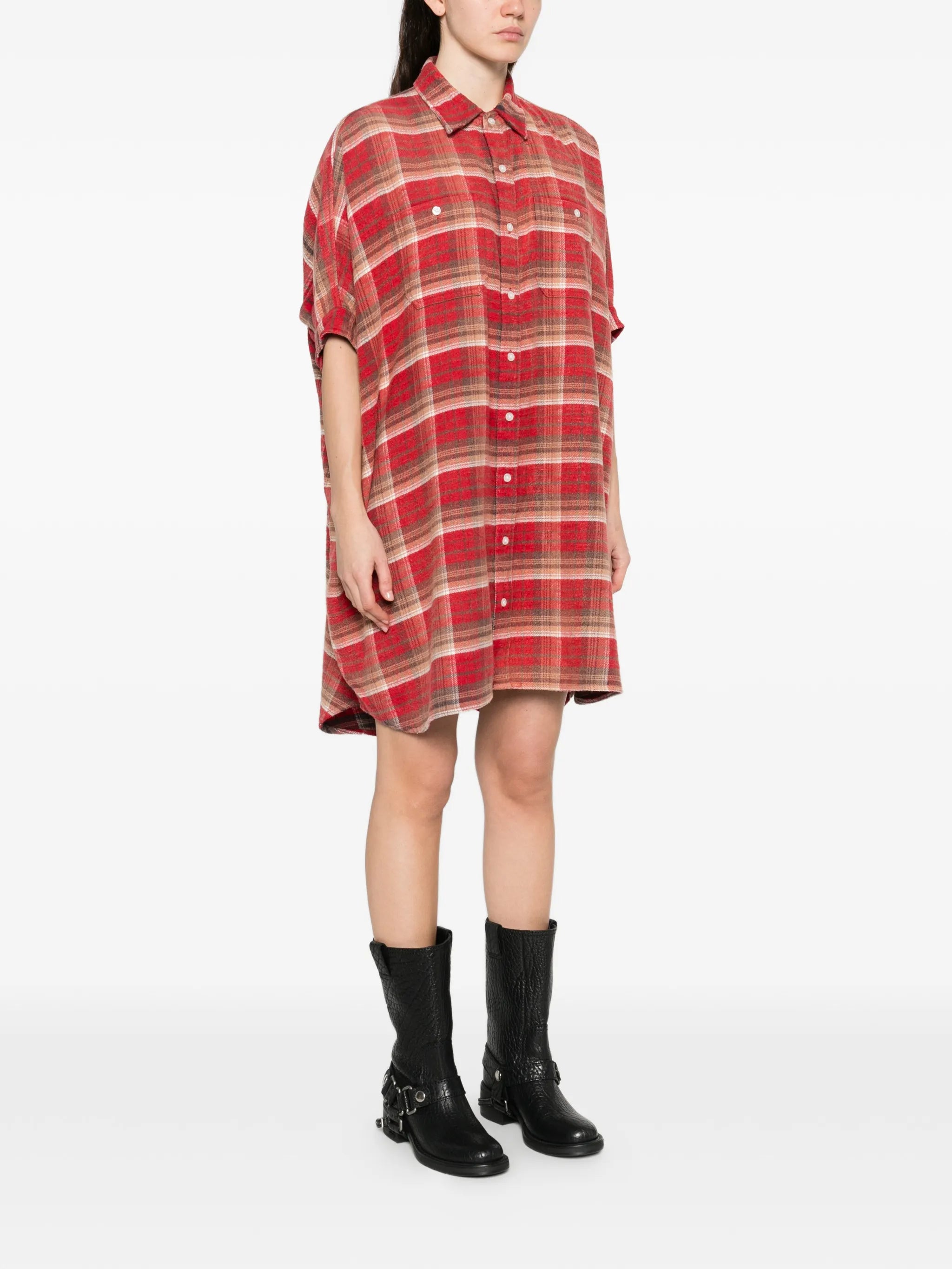 plaid mini shirt dress