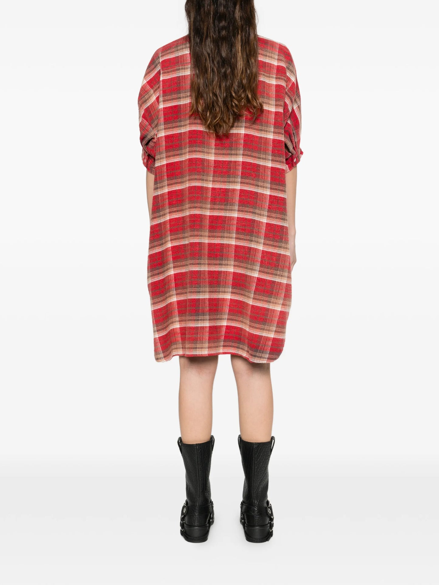 plaid mini shirt dress