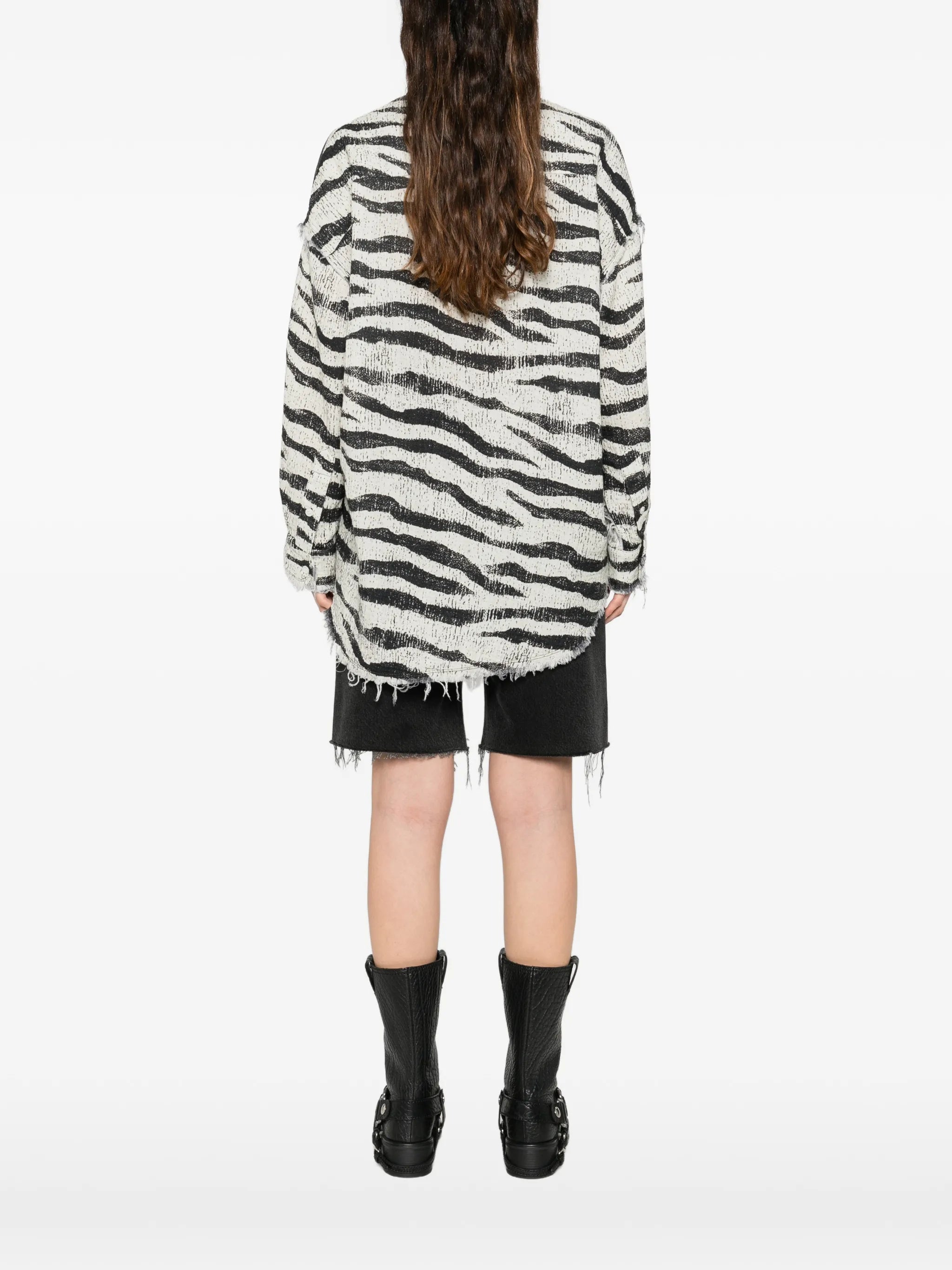 zebra frayed shirt