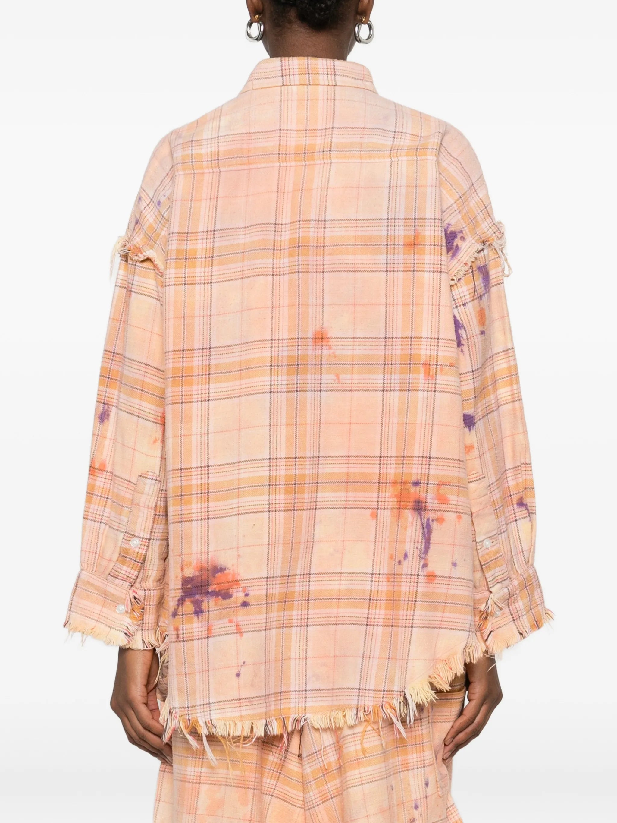 long-sleeve plaid-pattern shirt