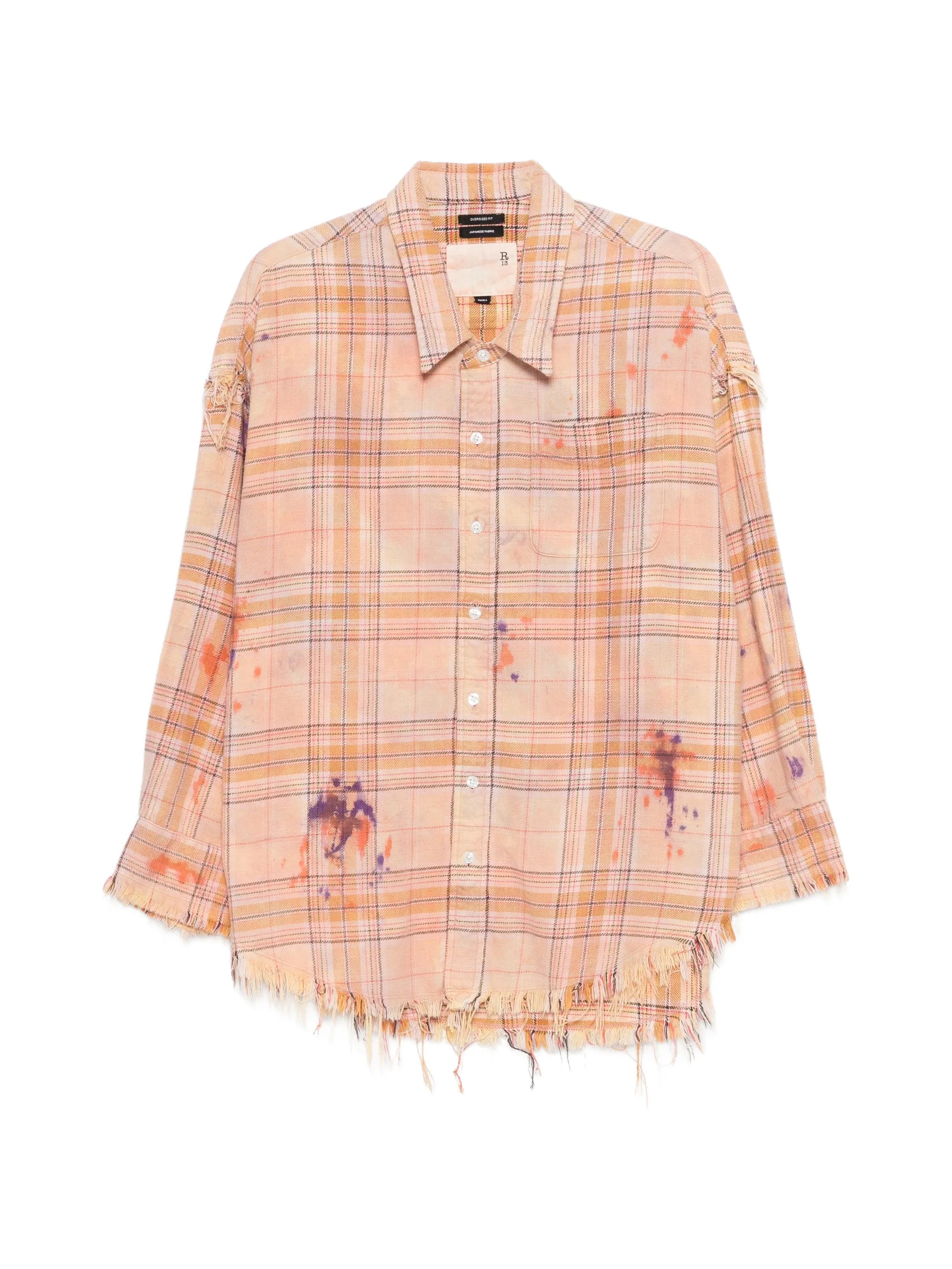 long-sleeve plaid-pattern shirt