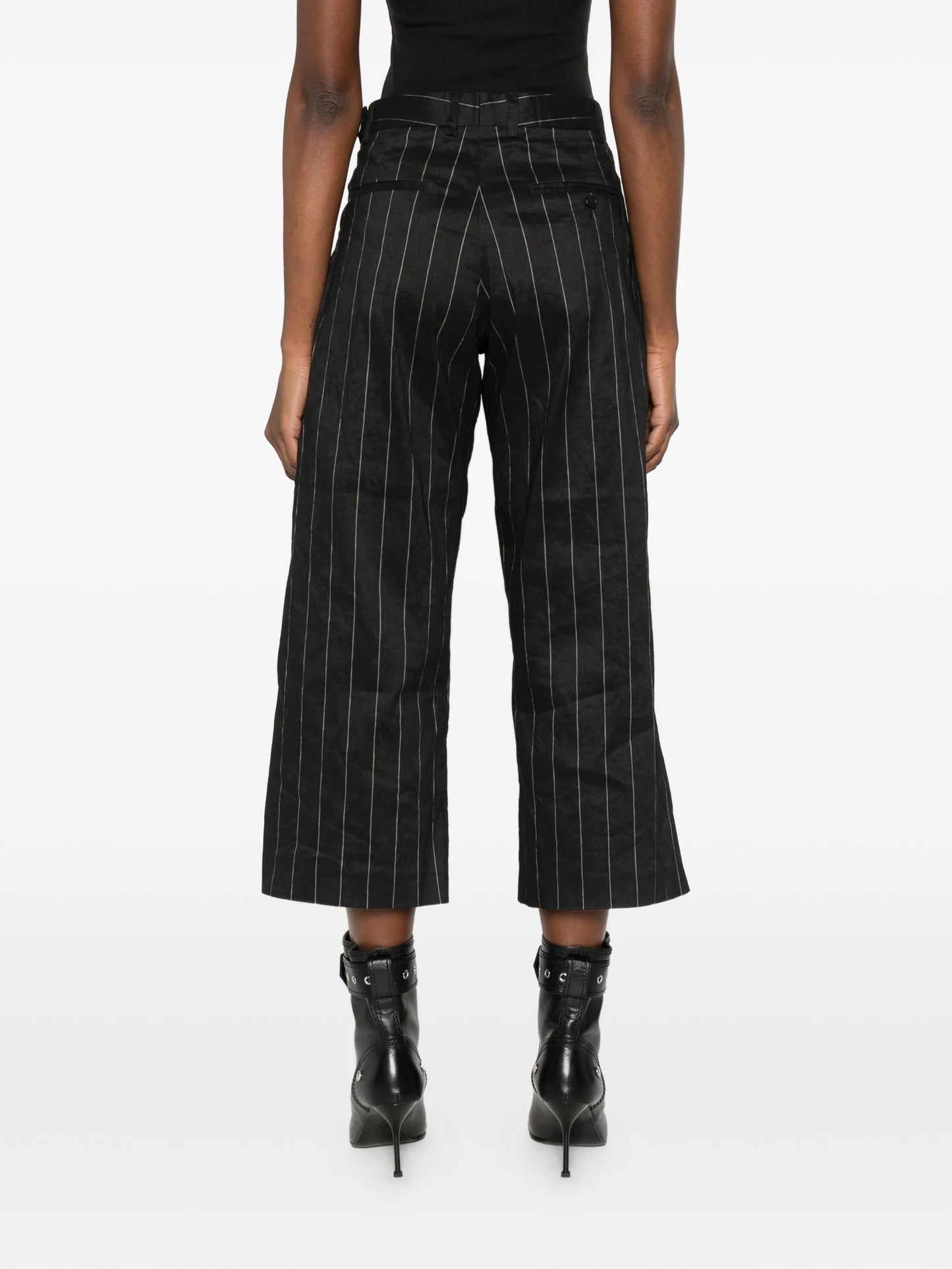 front zip striped trousers