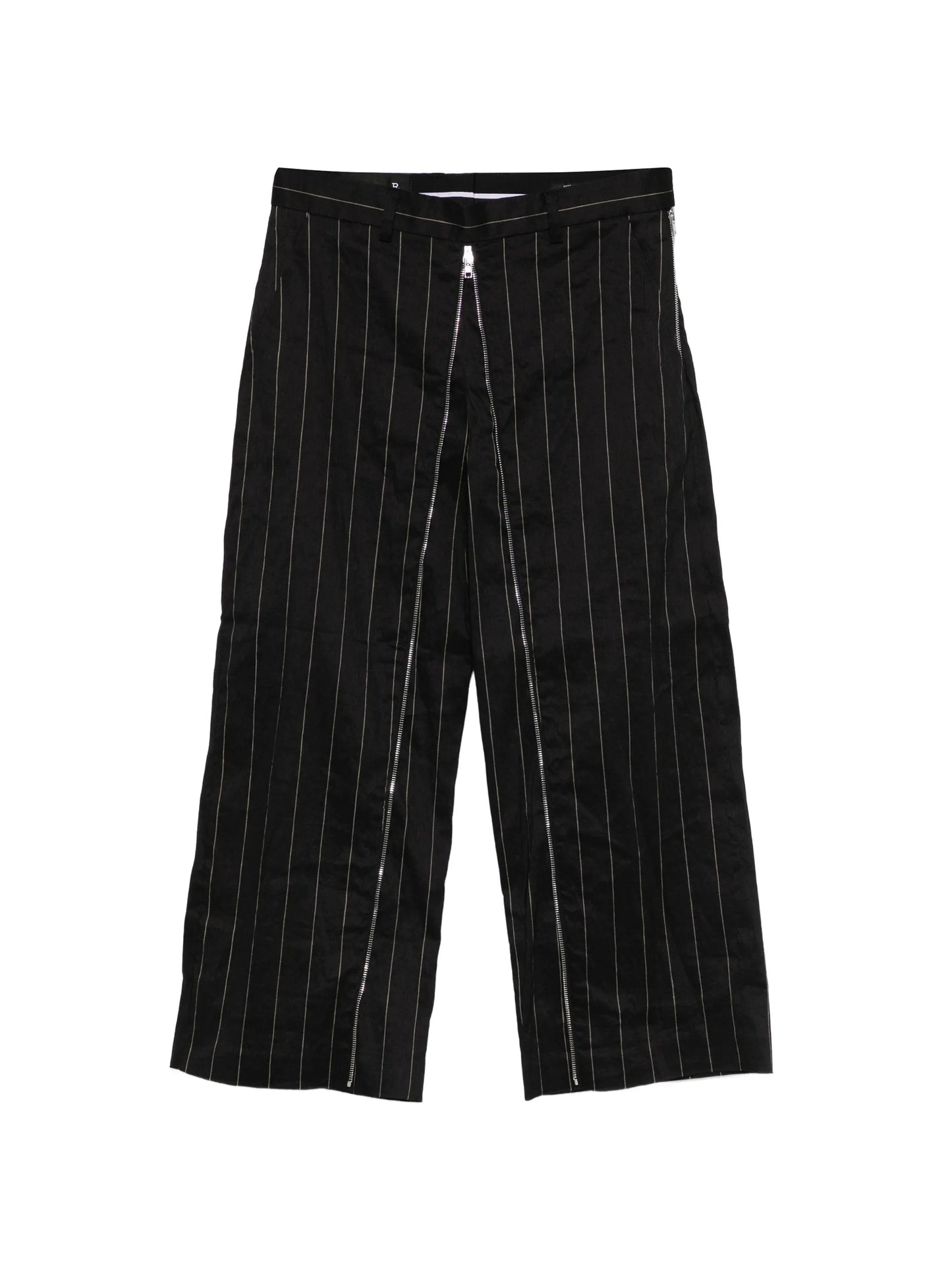 front zip striped trousers