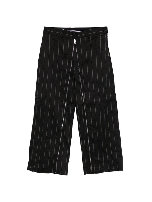 front zip striped trousers