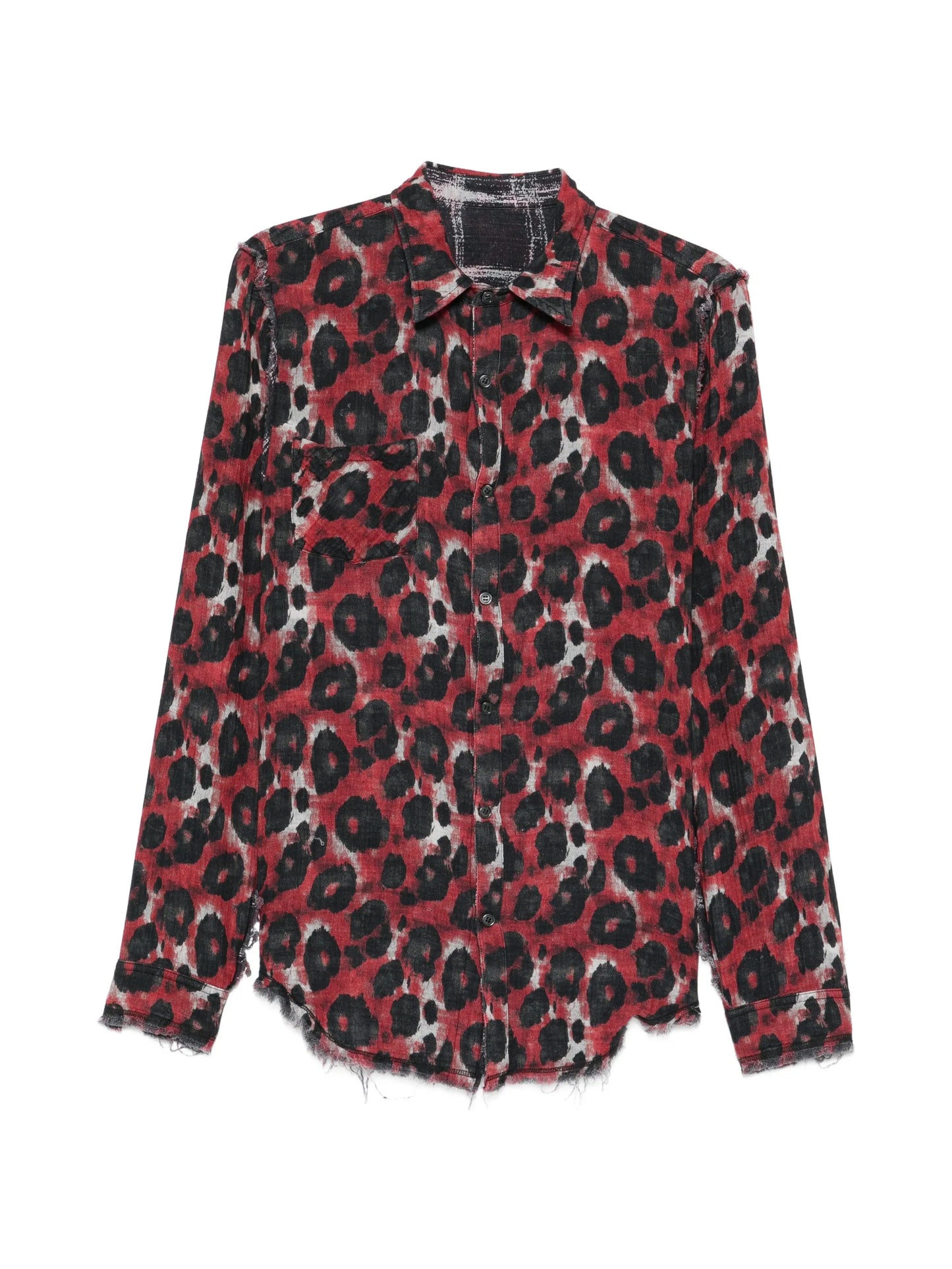 plaid shredded seam shirt