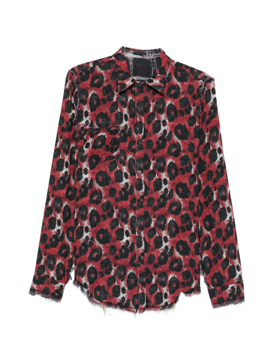 plaid shredded seam shirt