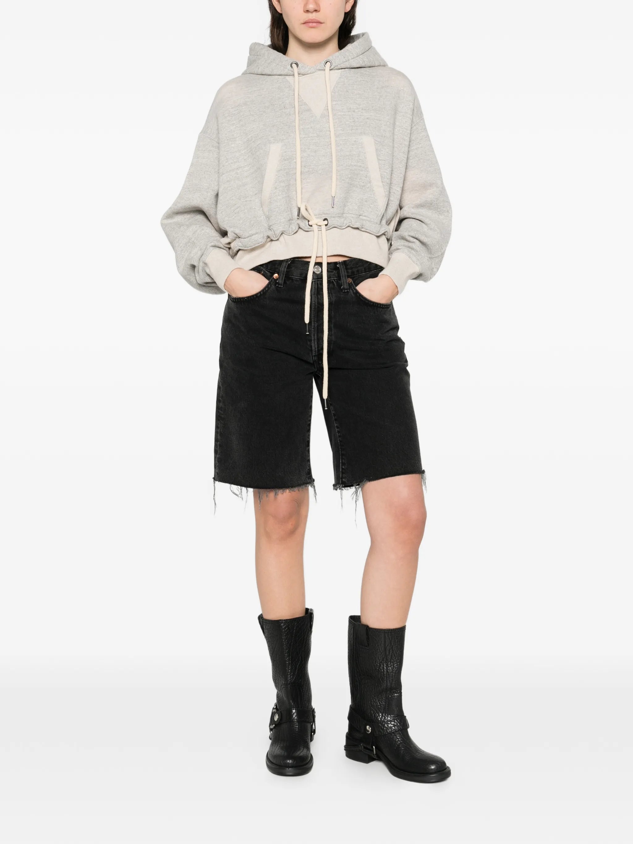 cinched-hem hoodie