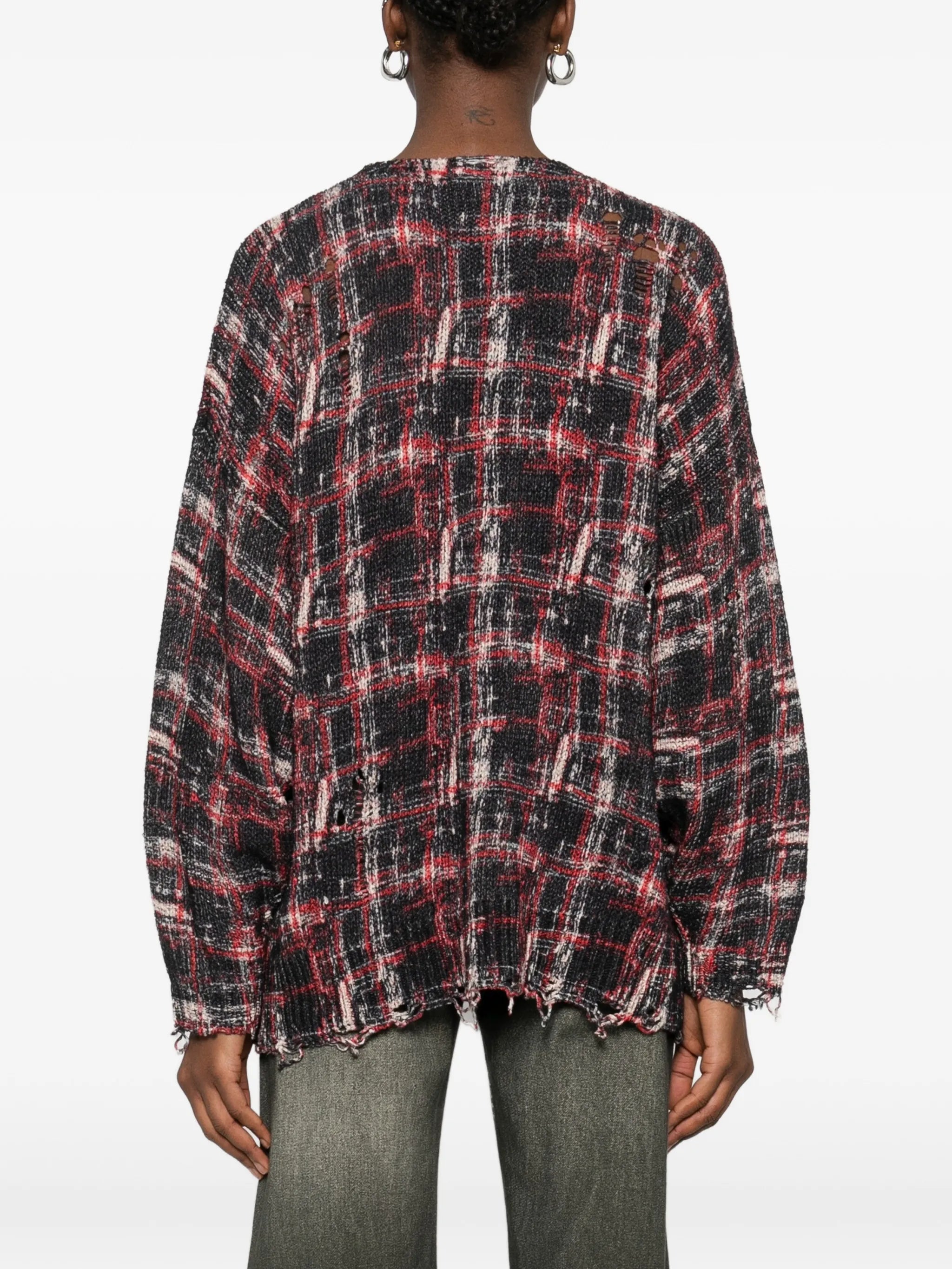 oversized checked cardigan