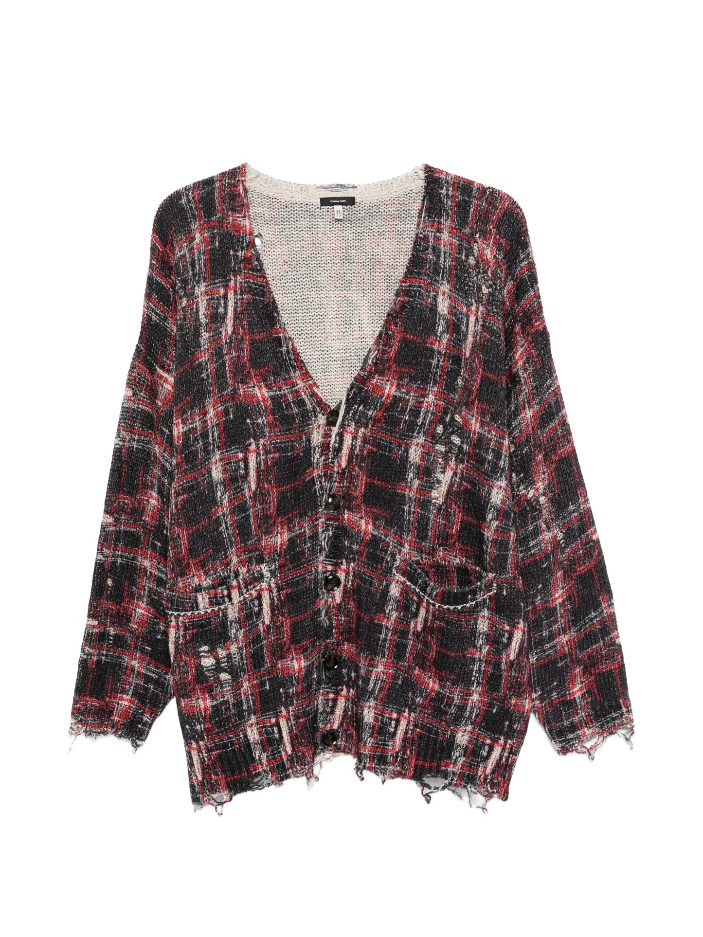 oversized checked cardigan