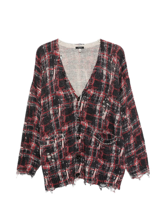 oversized checked cardigan