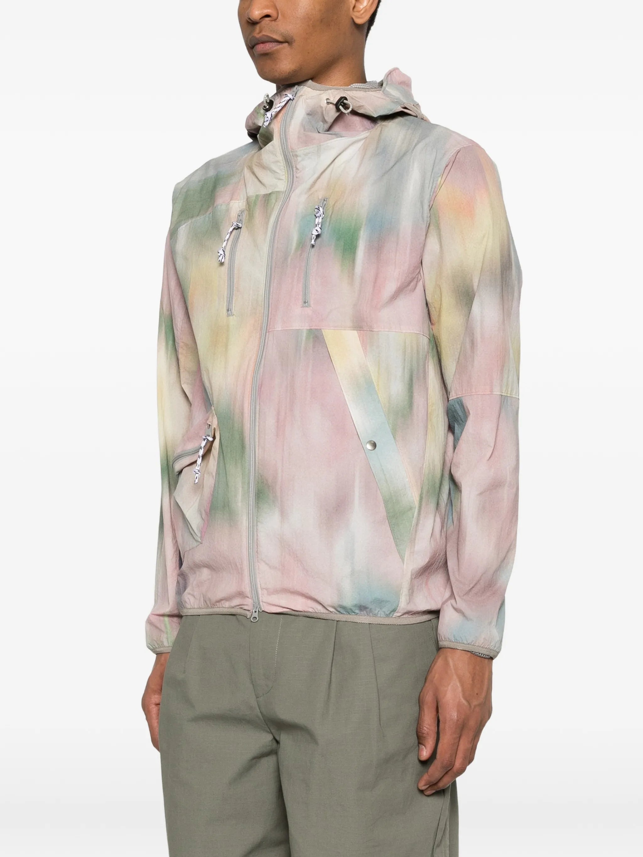abstract-print hooded jacket
