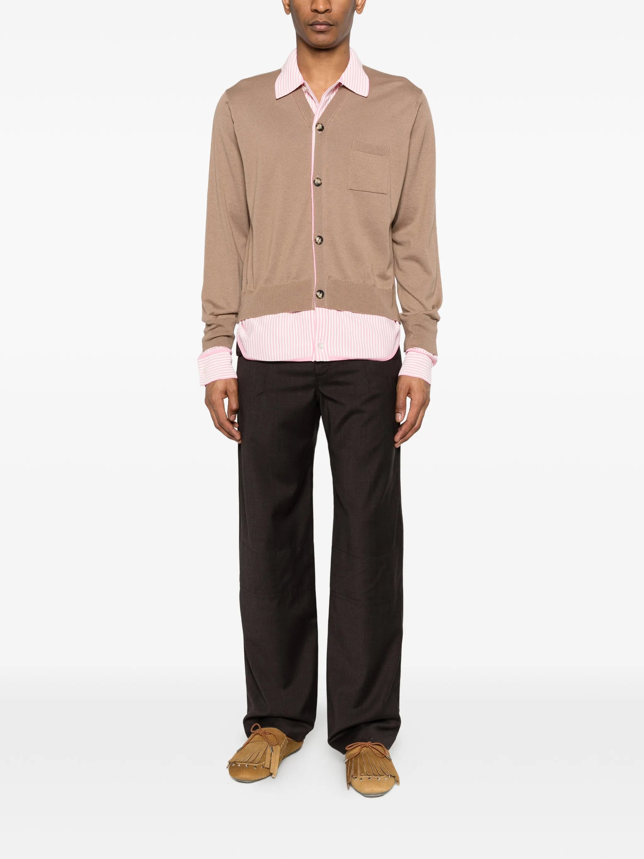 pocket double-layer knit cardigan