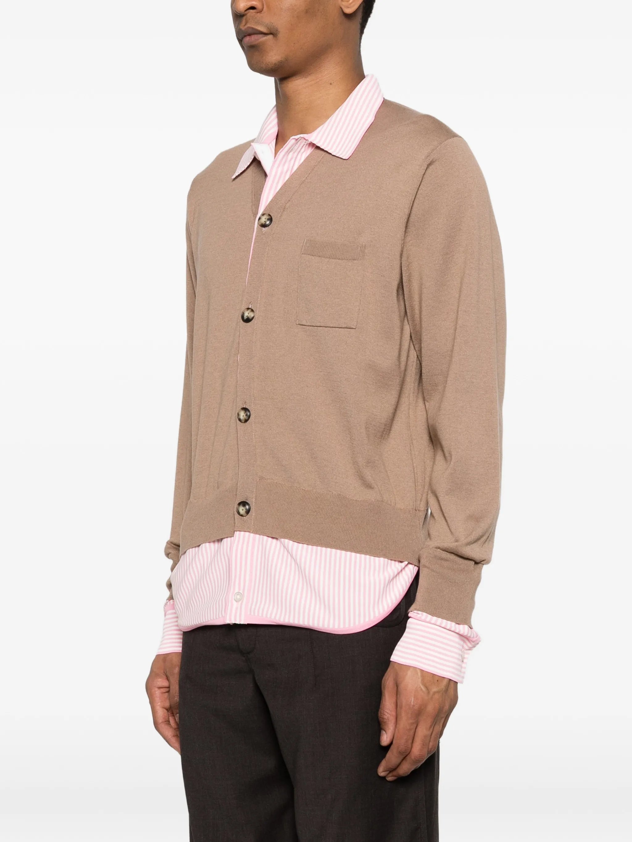 pocket double-layer knit cardigan