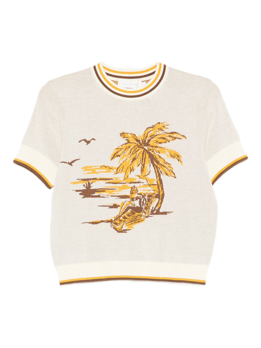 palm-tree print T-shirt