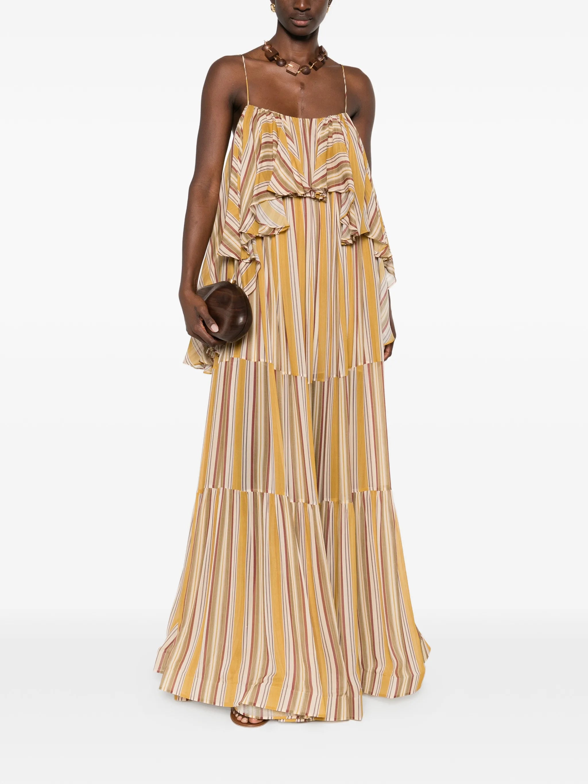 Rebellion ruffled striped maxi dress