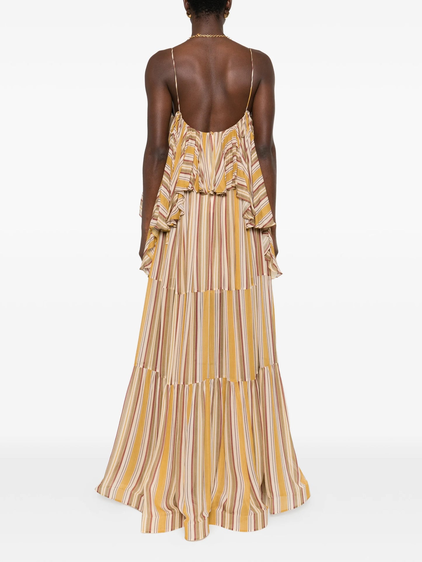 Rebellion ruffled striped maxi dress