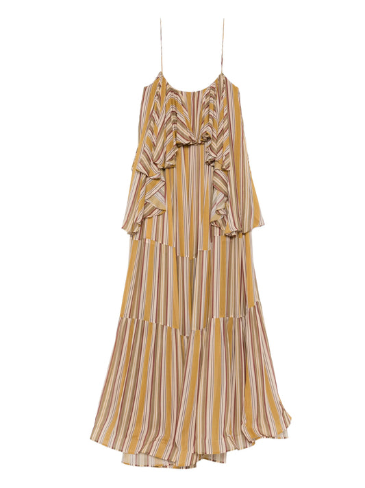 Rebellion ruffled striped maxi dress