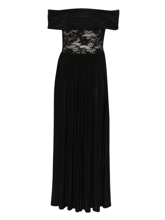 lace-panel midi dress