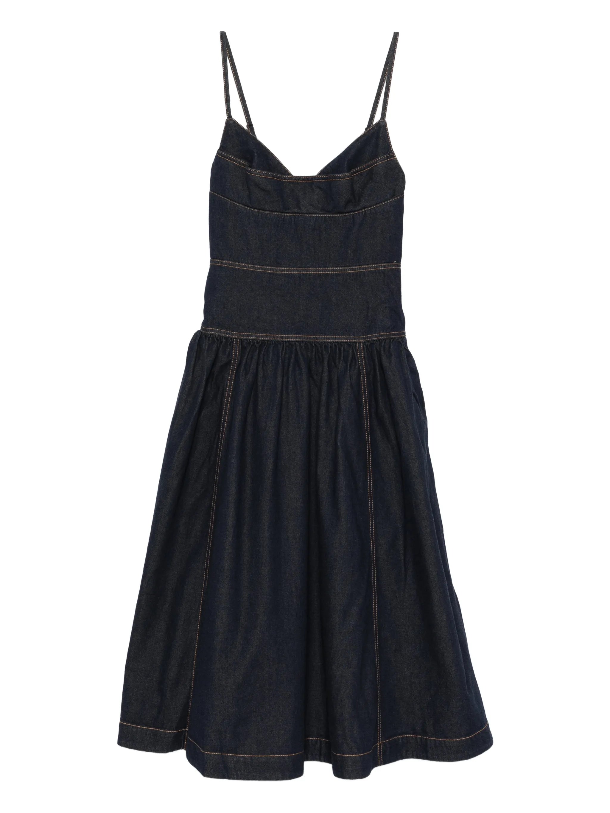 sleeveless denim midi dress