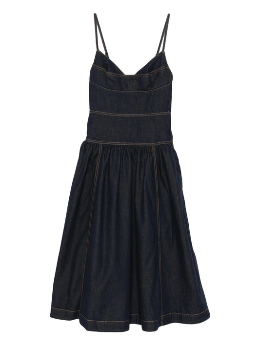 sleeveless denim midi dress