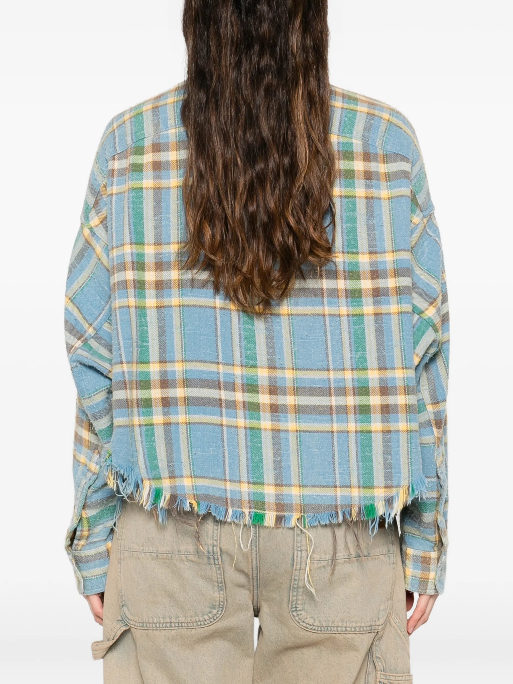 plaid frayed shirt