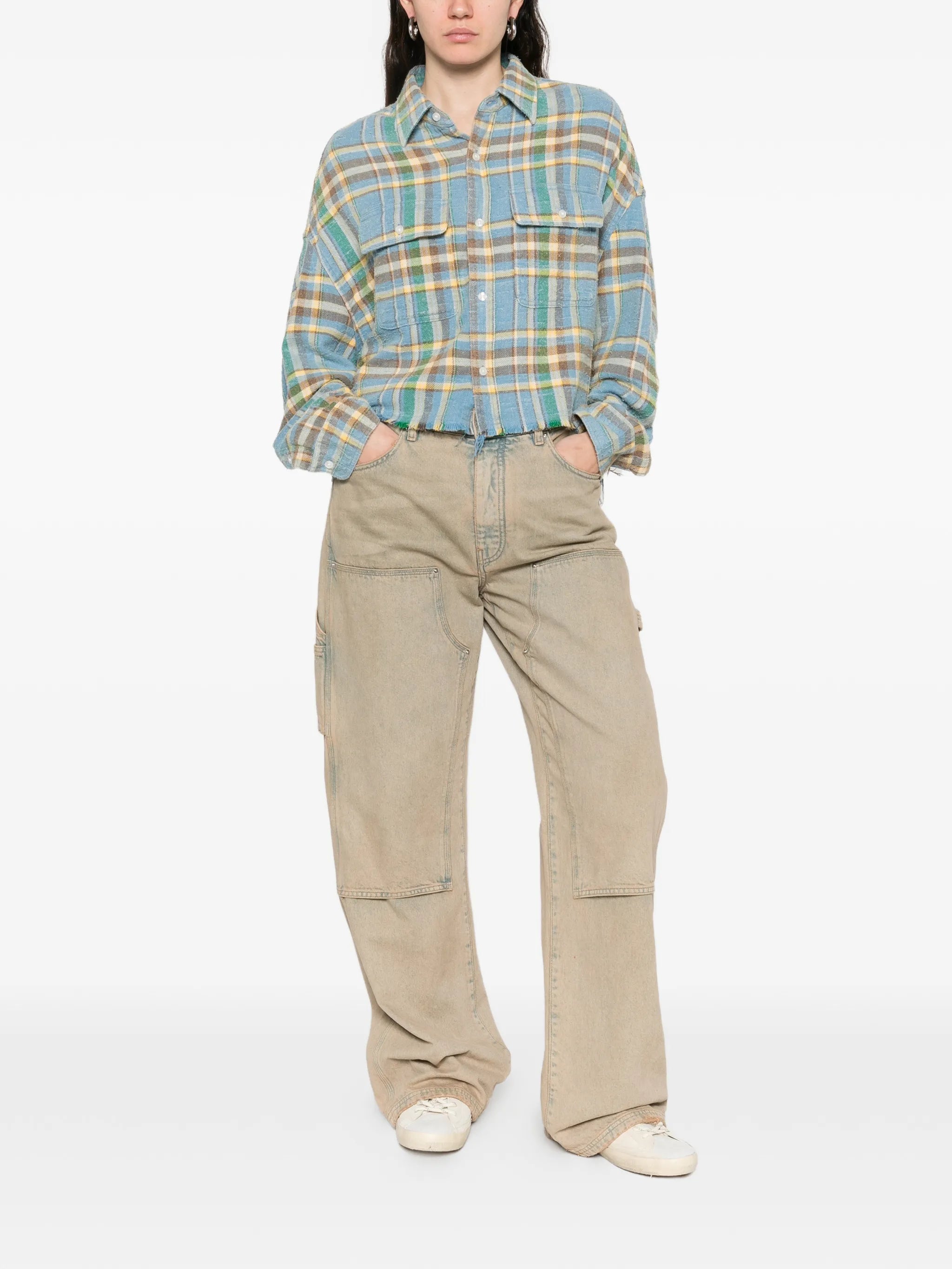 plaid frayed shirt