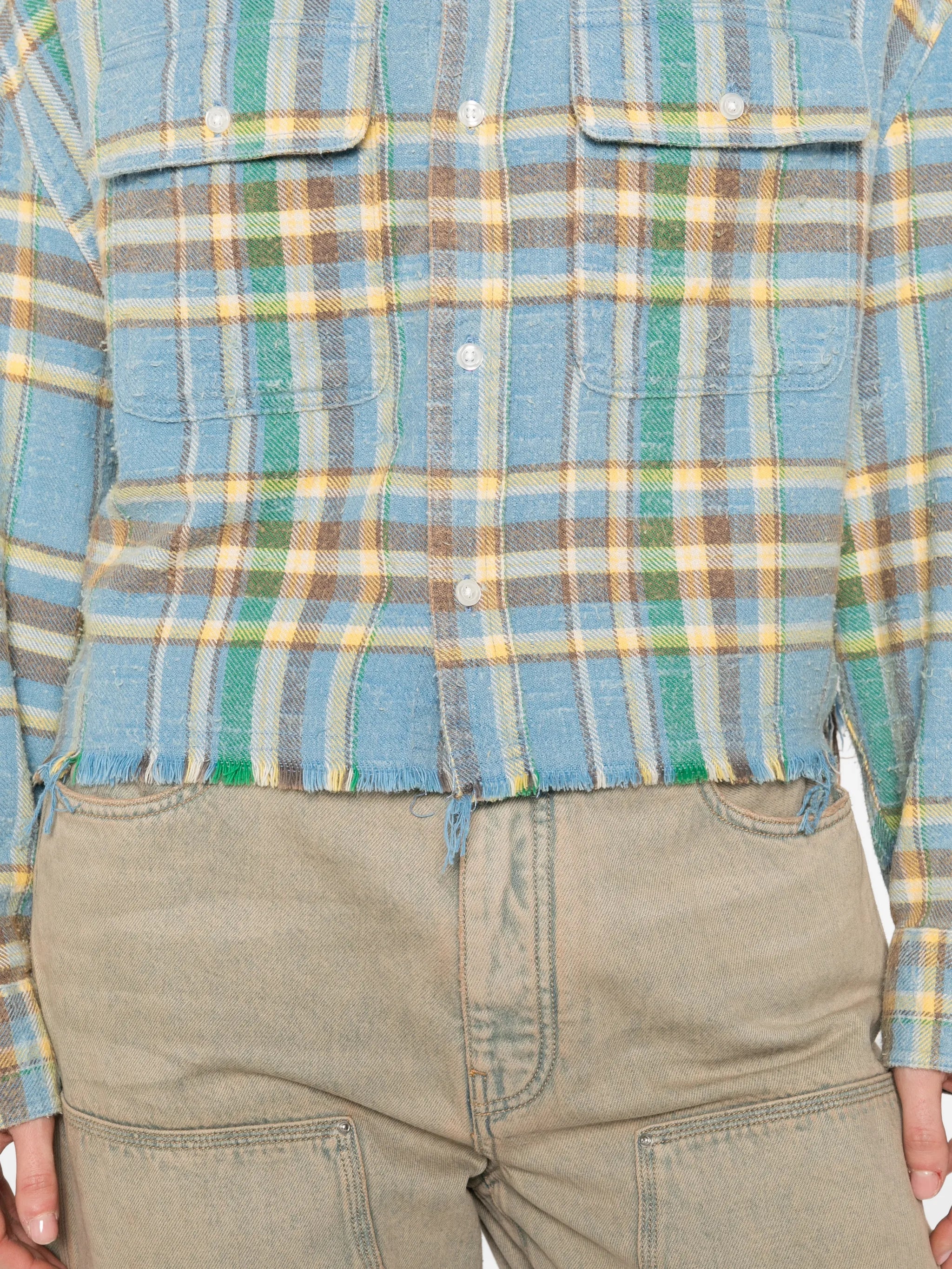 plaid frayed shirt
