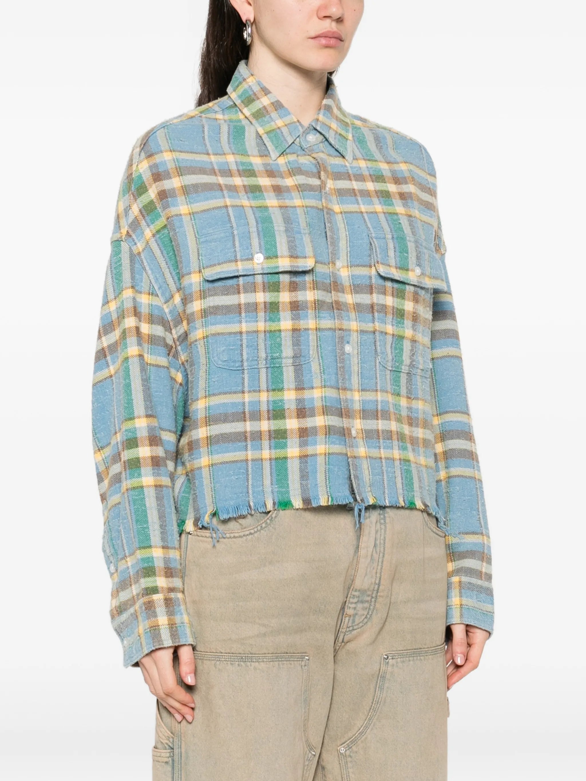 plaid frayed shirt