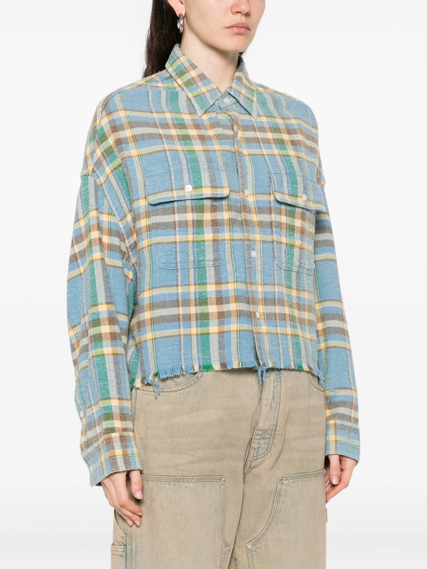 plaid frayed shirt