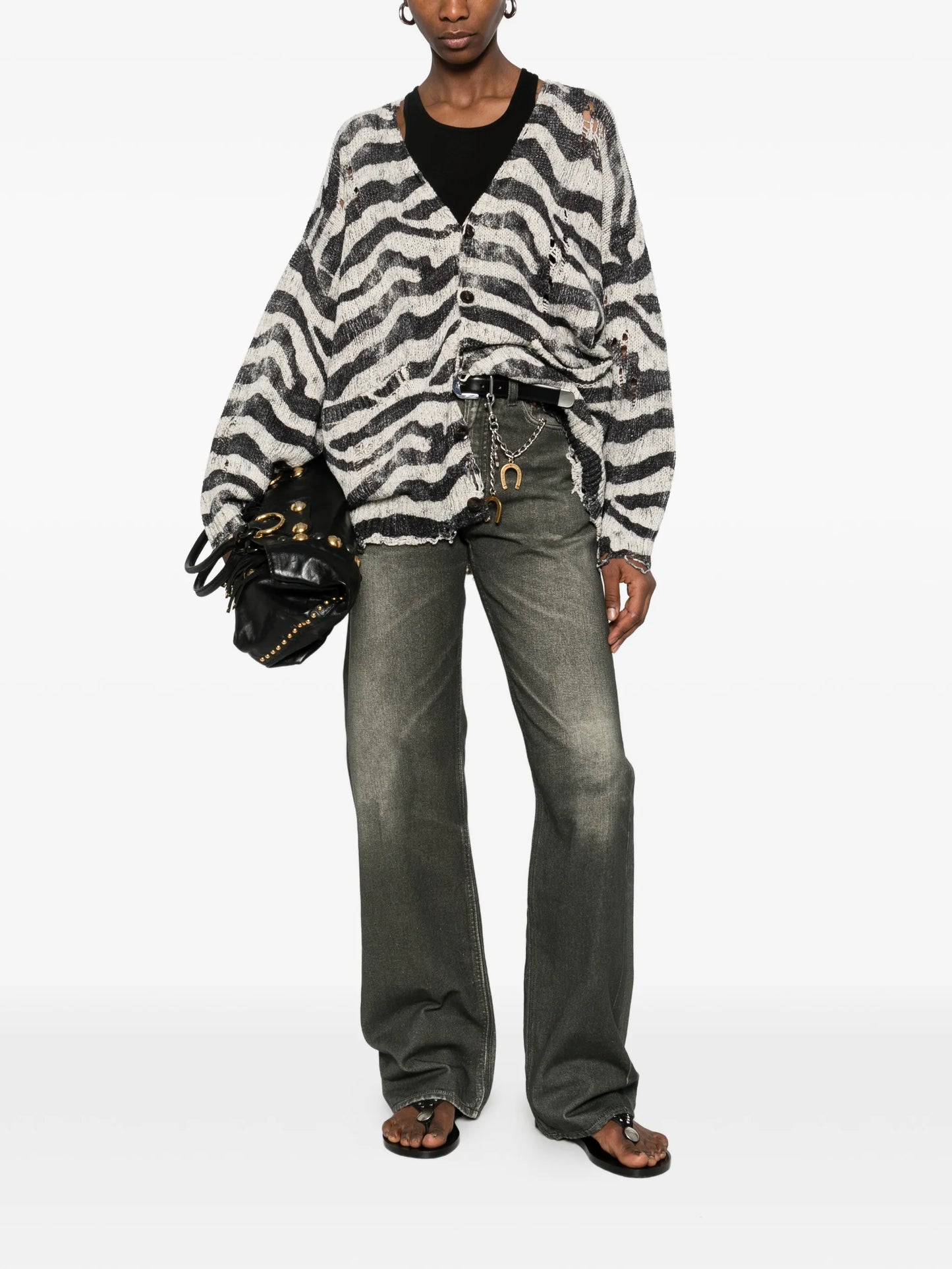 zebra-printed oversized cardigan
