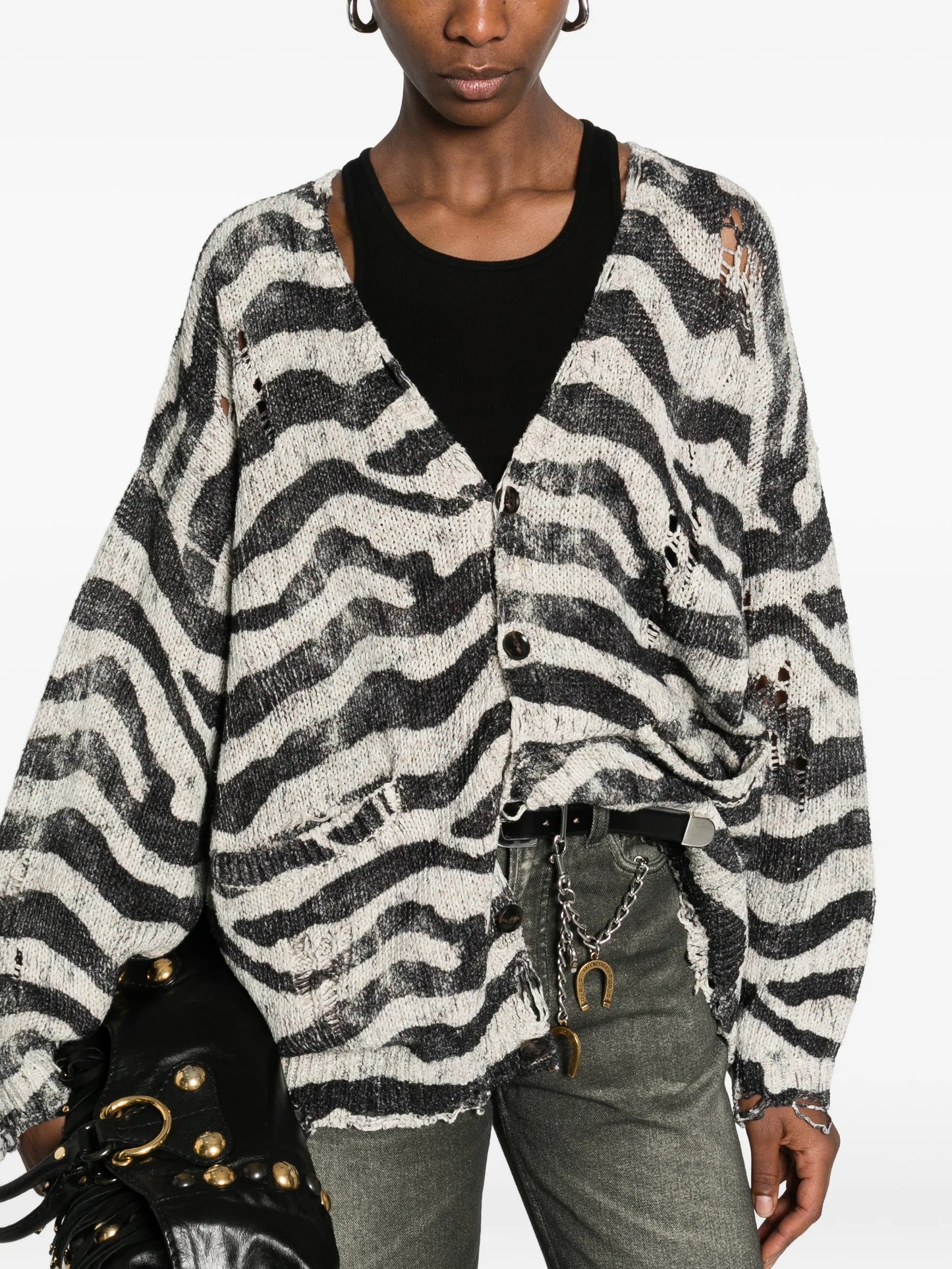 zebra-printed oversized cardigan