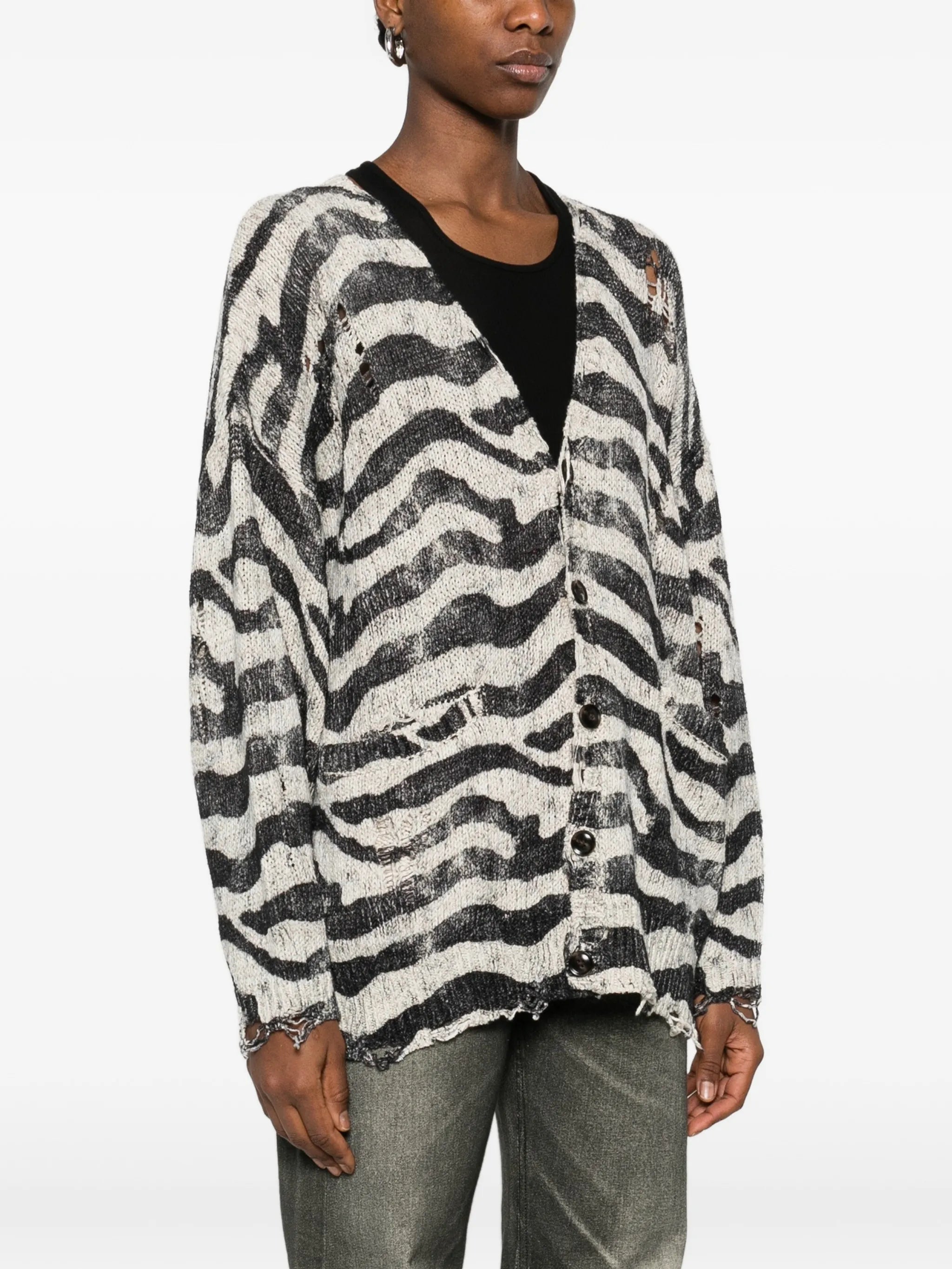 zebra-printed oversized cardigan
